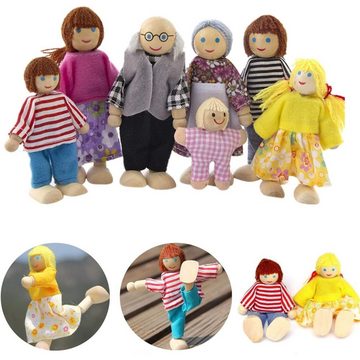 Houhence Puppenhaus Puppenhaus Puppen, Holzpuppe Spielzeug Familie Puppen Spielzeug, 7pcs