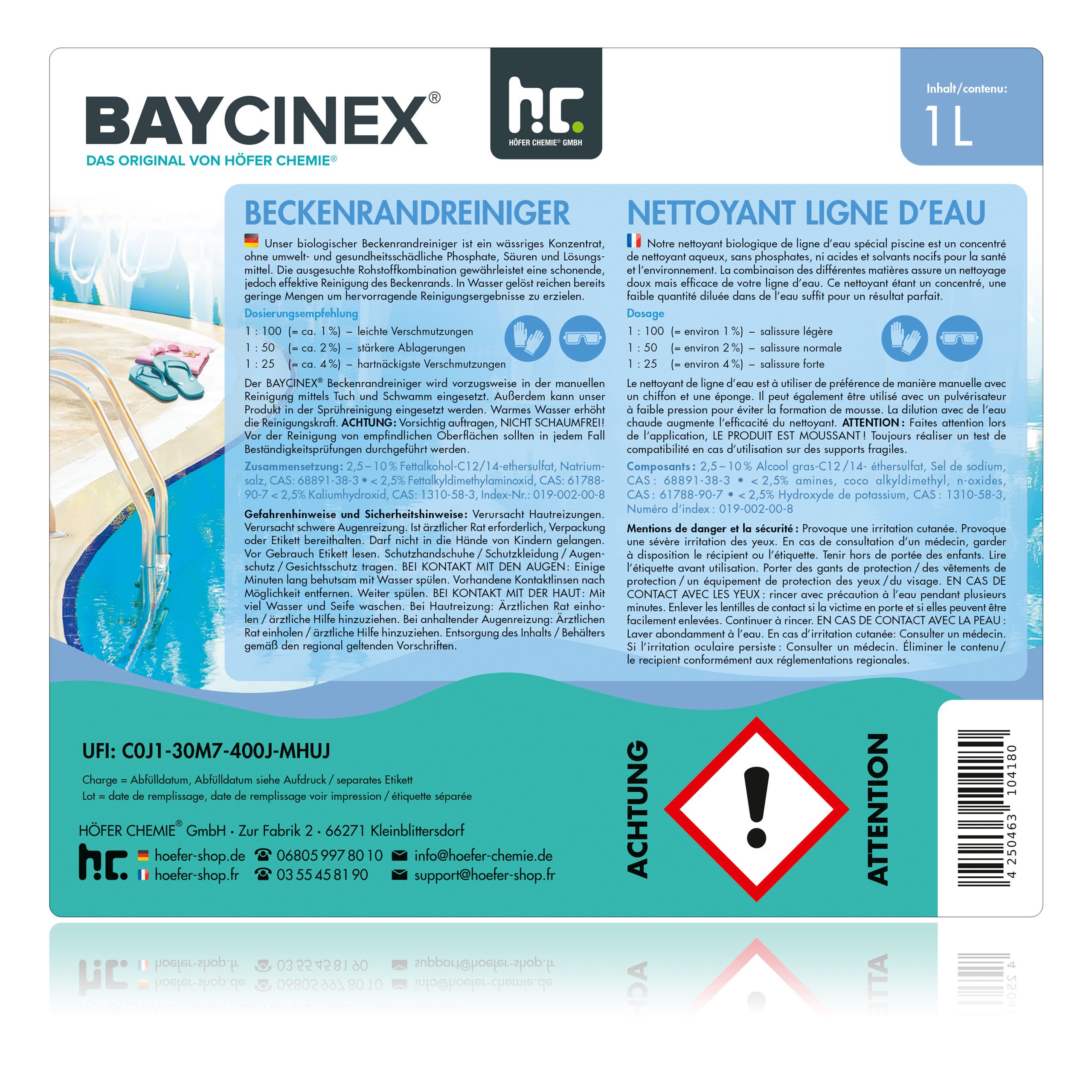 Höfer Chemie GmbH Poolpflege BAYCINEX® Poolreiniger Set, Gründliche Reinigung für saubere Pools