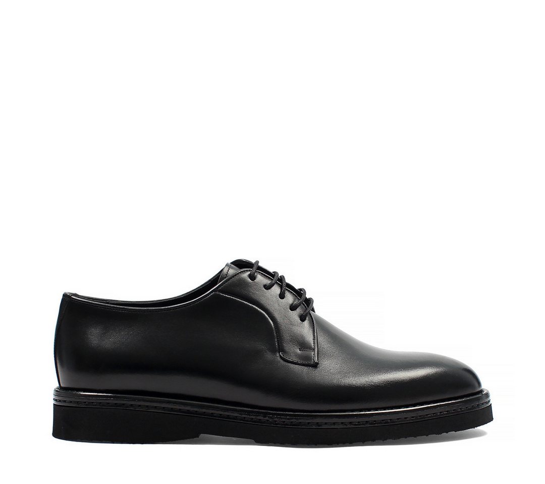 Celal Gültekin Plateau Derby Runde Kappe Business Freizeit Herren Schnürschuh Glattleder, Plateau-Sohle, Echtleder-Futter & Decksohle, Schwarz, 42