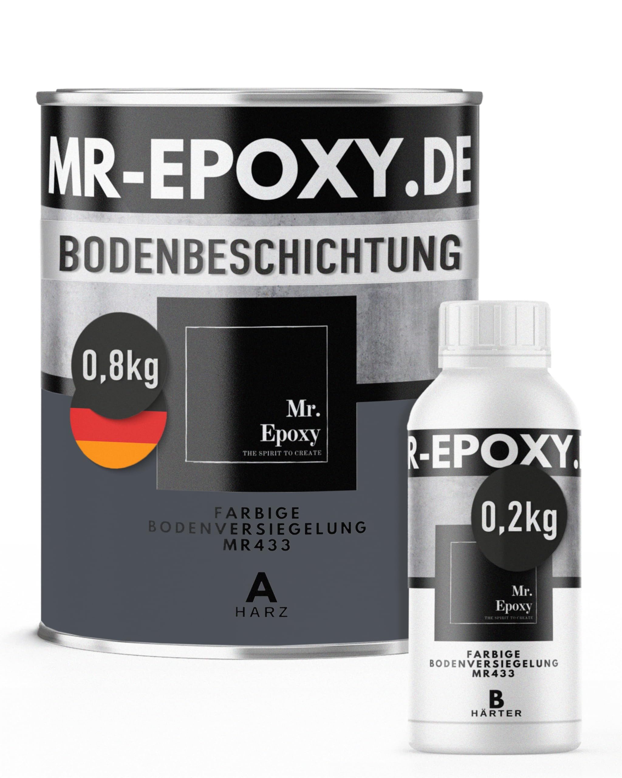 Mr. Epoxy Bodenversiegelung Epoxid-Bodenbeschichtung - 2K Betonfarbe, Leichte Verarbeitung, geruchsneutral, mechanisch & chemisch belastbar