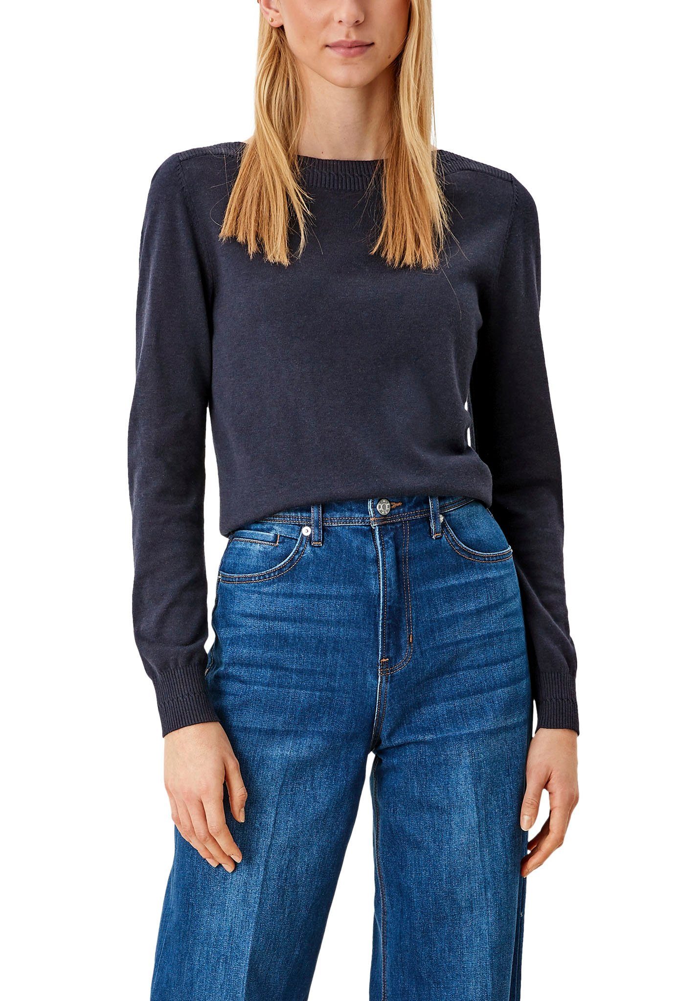 s.Oliver Strickpullover mit dekorativer Rippblende am günstig online kaufen