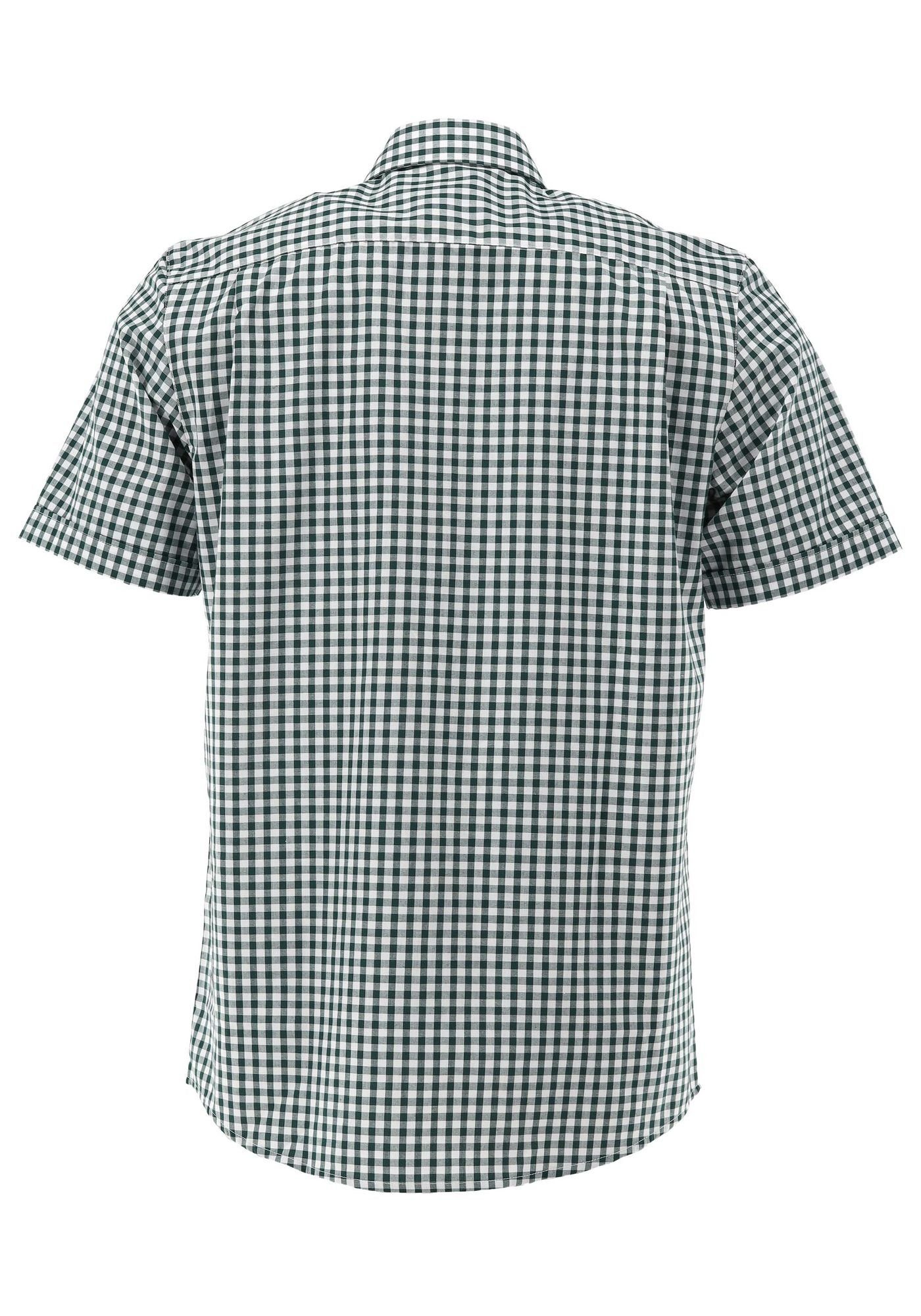 mit dunkelgrün Brusttasche Hirsch-Stickerei Kurzarmhemd mit aufgesetzter OS-Trachten Zihul Trachtenhemd