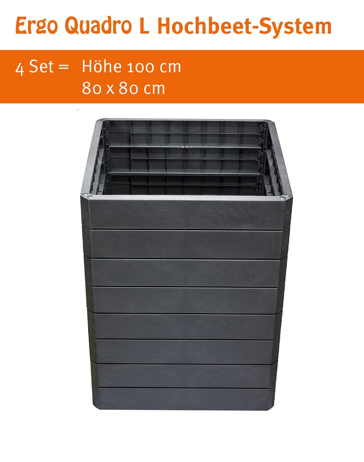 GARANTIA Hochbeet ERGO QUADRO L Hochbeet-System Stone 4 Paneele inkl. Verbinder