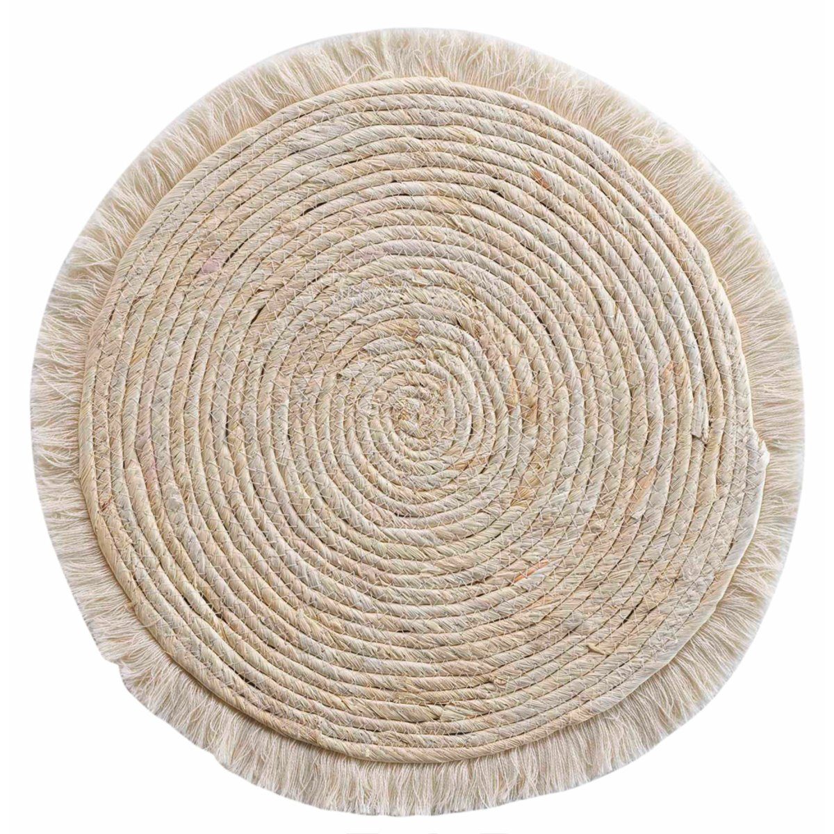 Macosa Home Platzset Platzset 2 STK. Stroh Fransen rund Beige Platzmatten Tischset, (2er Set), mit Fransen 36 cm natur beige braun rund