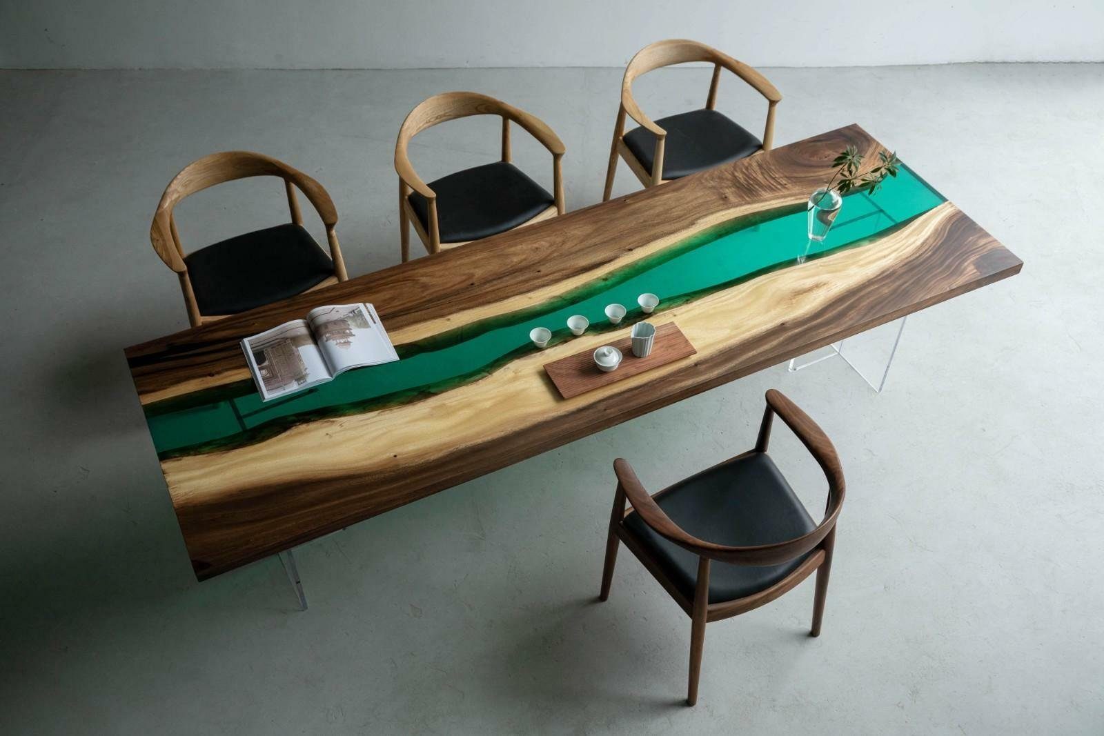 JVmoebel Esstisch, Epoxidharz Esstisch River Table Echtes Holz Massiv Tische