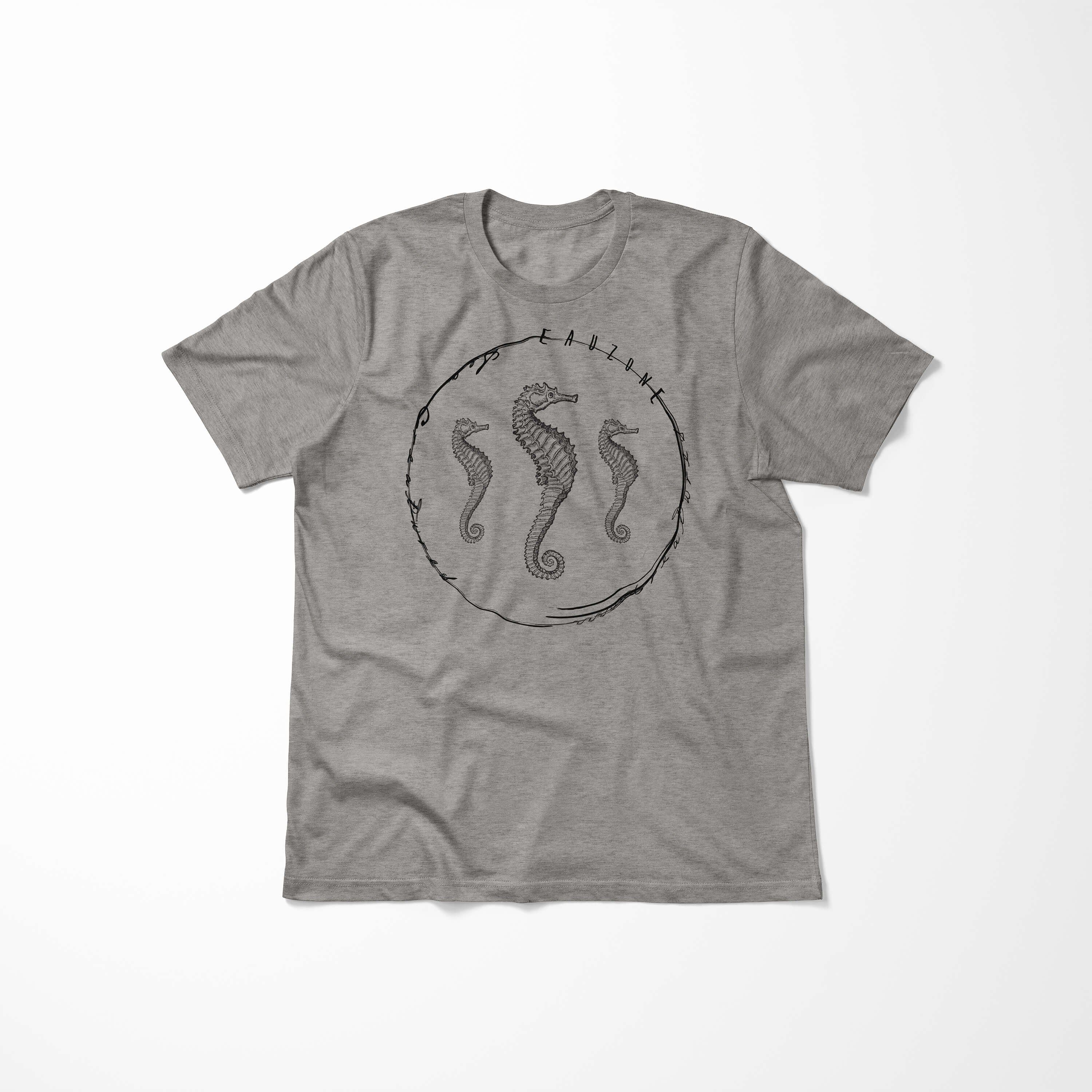 Sinus Art T-Shirt T-Shirt Tiefsee Fische sportlicher Struktur Sea 042 / feine Ash und Creatures, Serie: Sea Schnitt 