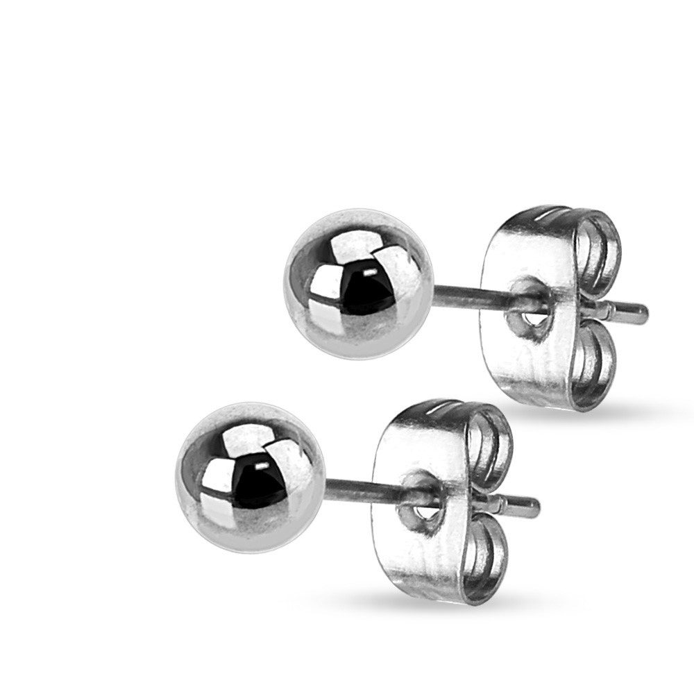 BUNGSA Ohrring-Set Ohrstecker Kugel 3mm Silber aus Edelstahl Unisex (1 Paar (2 Stück), 2-tlg), Ohrschmuck Ohrringe
