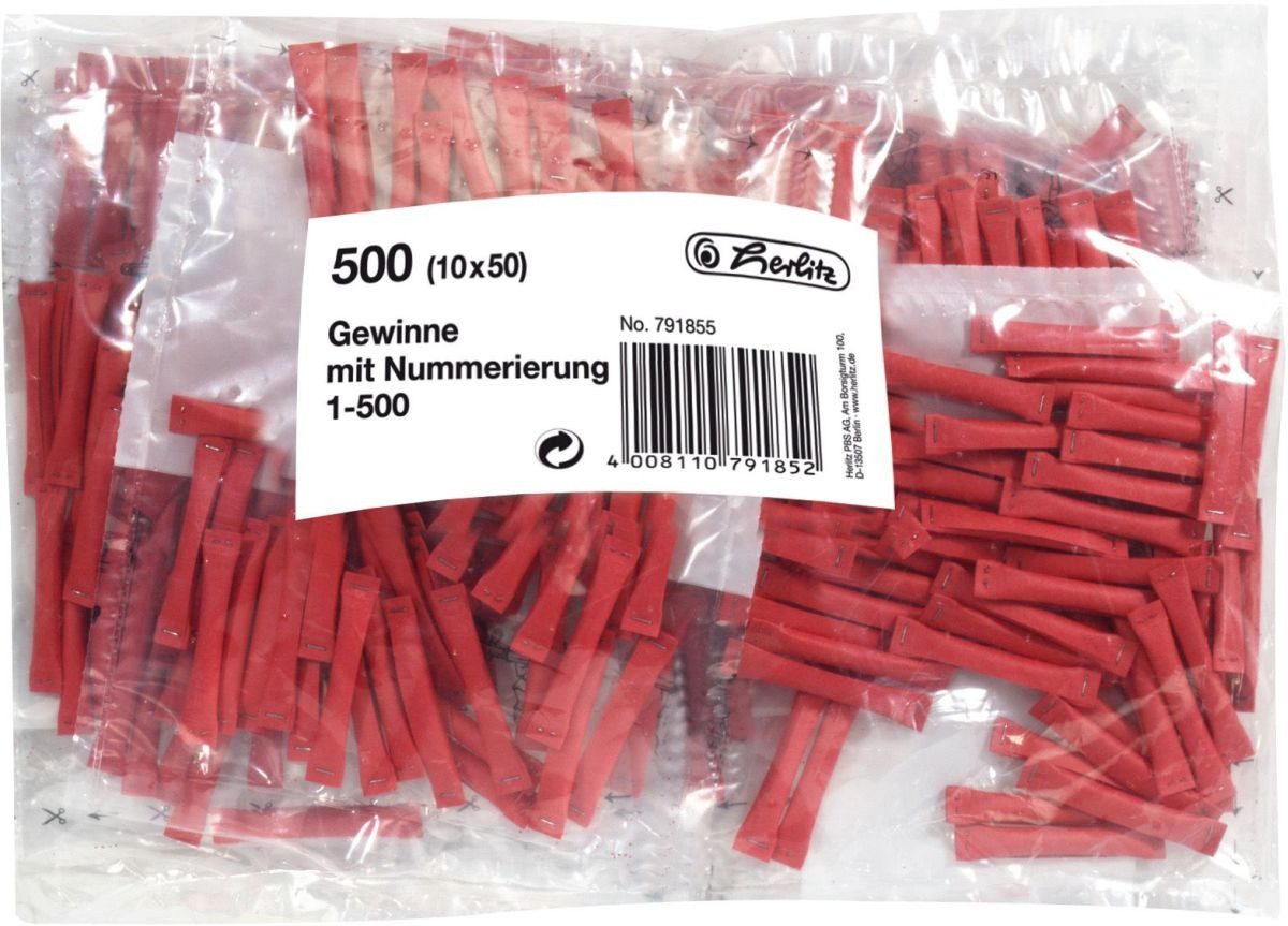 Herlitz Formularblock Lose: Gewinne 1-500 rot VE=500 Stück