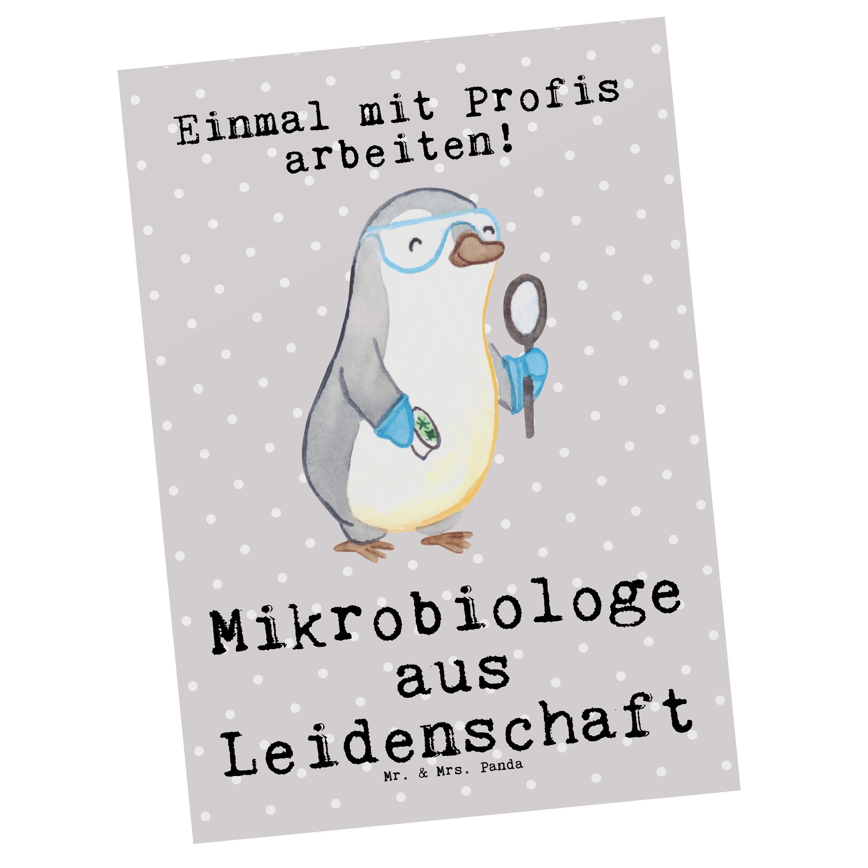 Mr. & Mrs. Panda Labor, Leidenschaft Mikrobiologe Grau - Geschenk, aus Karte - Pastell Postkarte