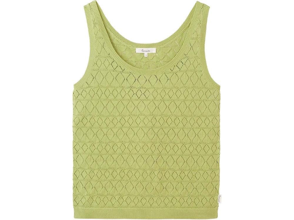 Tranquillo Tanktop tranquillo Bio-Damen-Strick-Top mit Ajour-Spitze