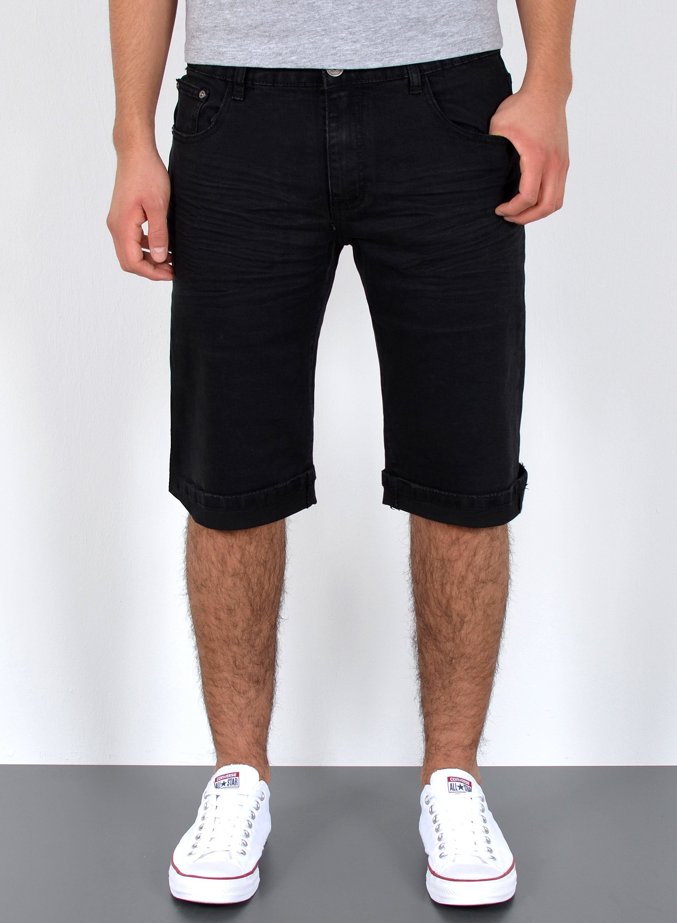 ESRA Jeansshorts A363 Herren Jeans Shorts Hose, bis Übergröße / Plussize Große Größe, Herren kurze Jeans Hose mit 5 Pocket, Herrren kurze Jeanshose mit Stretch, Jeansshorts mit Rissen im Destroyed Look, Herren Capri Jeans Herren Capri Hose Herren Capri Jeanshose Shorts, Herren Shorts Jeans Straight Regular Comfort