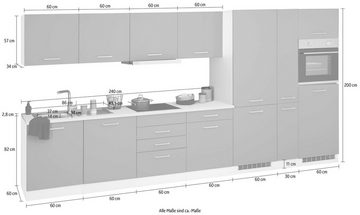 HELD MÖBEL Küchenzeile Visby, mit E-Geräte, 390 cm, inkl. Kühl/Gefrierkombination und Geschirrspüler