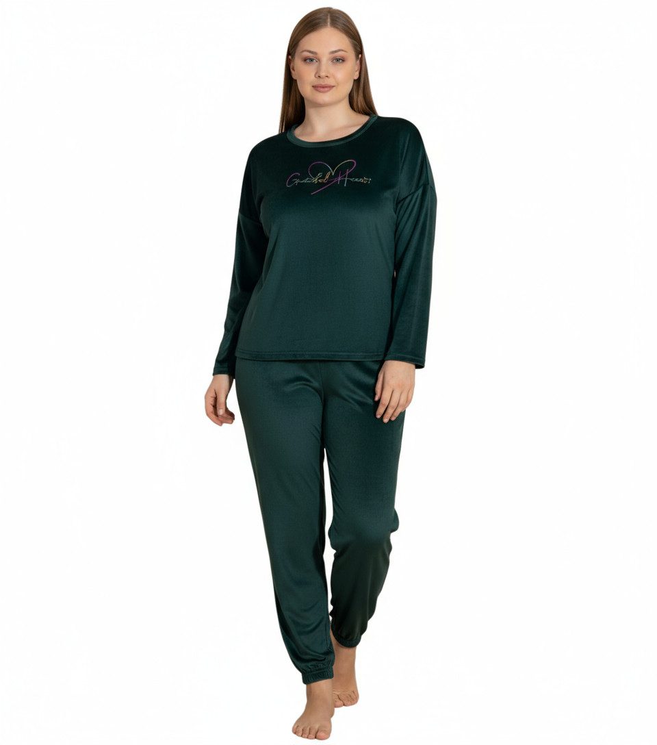 fashionshowcase Schlafanzug Damen Hausanzug aus Samt - Pyjama Set für Herbs günstig online kaufen