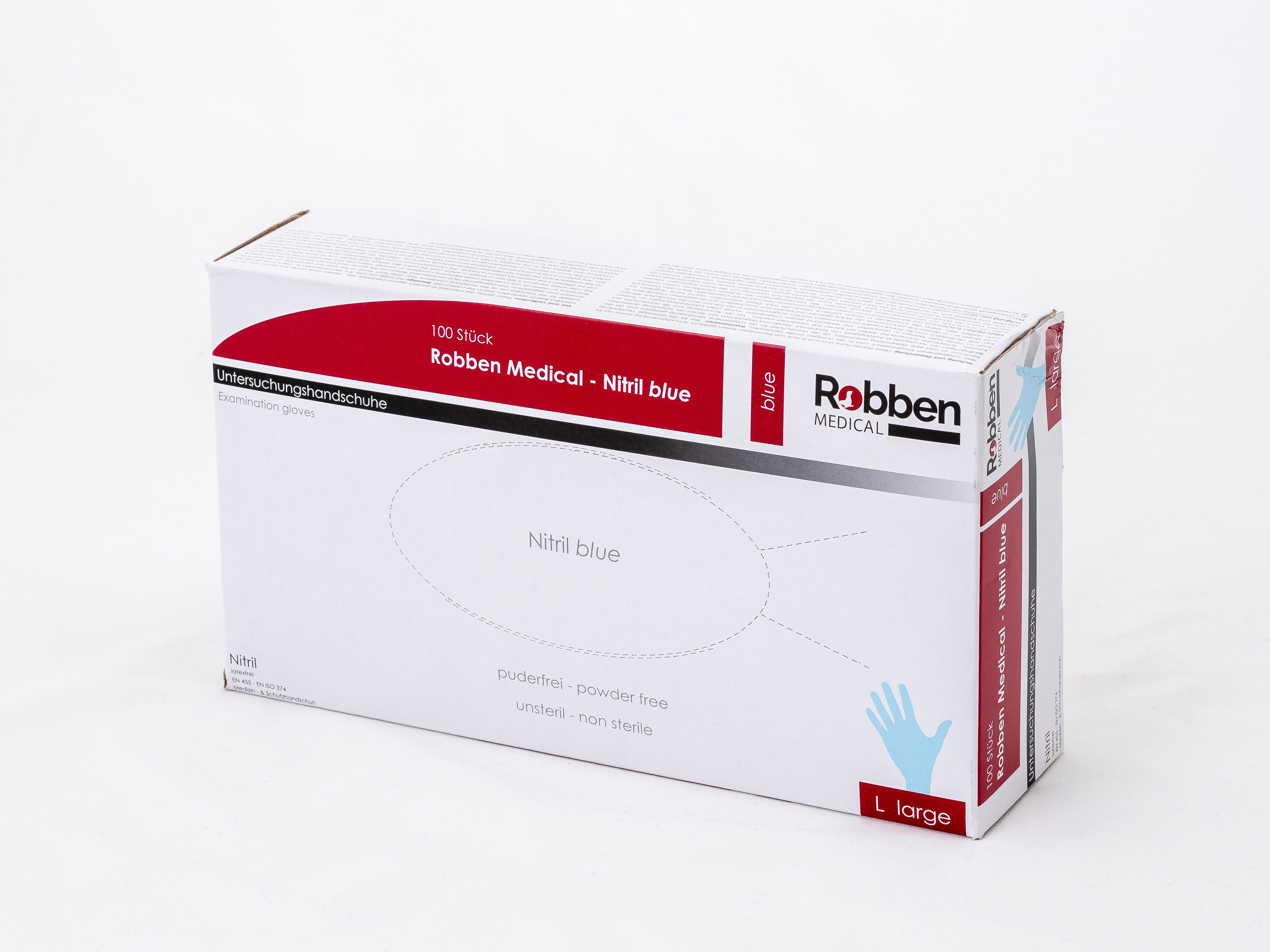 Robben Medical GmbH Nitril-Handschuhe Einmalhandschuhe Nitril Premium 100 Stk, puderfrei, latexfrei