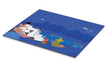 Posterlounge Acrylglasbild Moomin, Die Mumins unter Sternschnuppen, Kinderzimmer Illustration