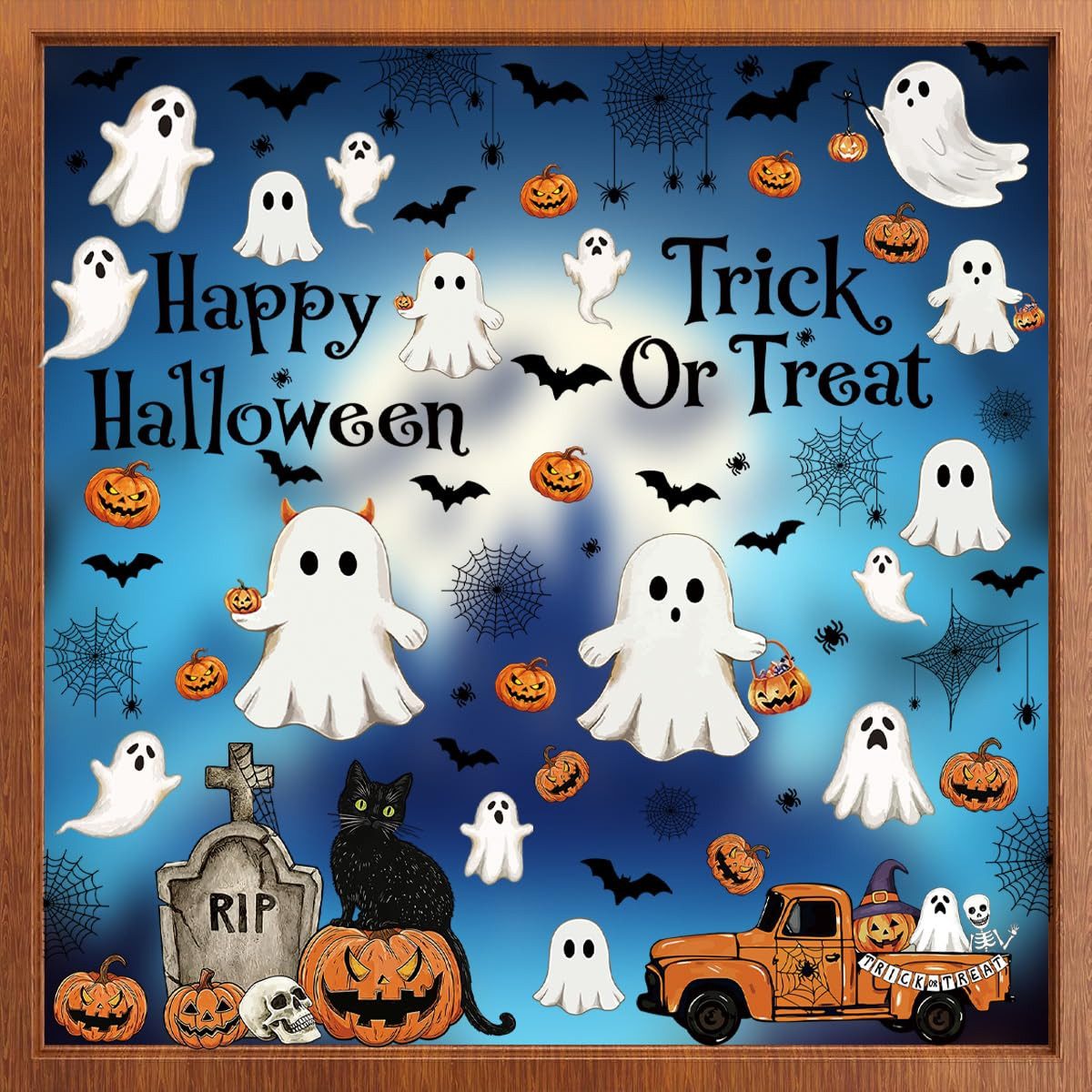 Sorvyzxn Fensterbild Wiederverwendbare Fensterbilder Halloween,statisch haftend, Halloween-Dekoration für Innenräume,beidseitiger Druck – Bild 4 von 5