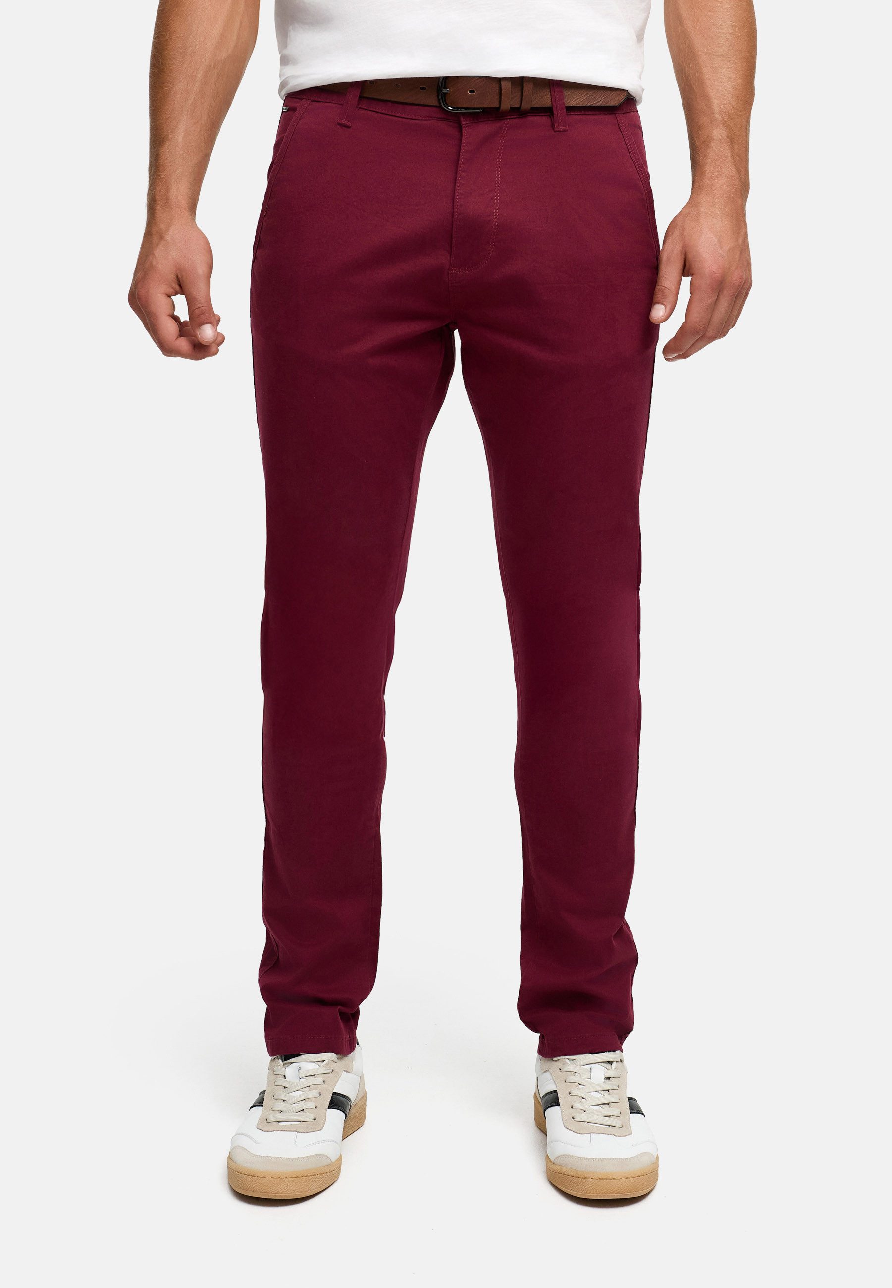 INDICODE Chinohose Herren INPilli Regular-Fit Baumwollhose mit schmaler Passform mit praktischem, integriertem Gürtel