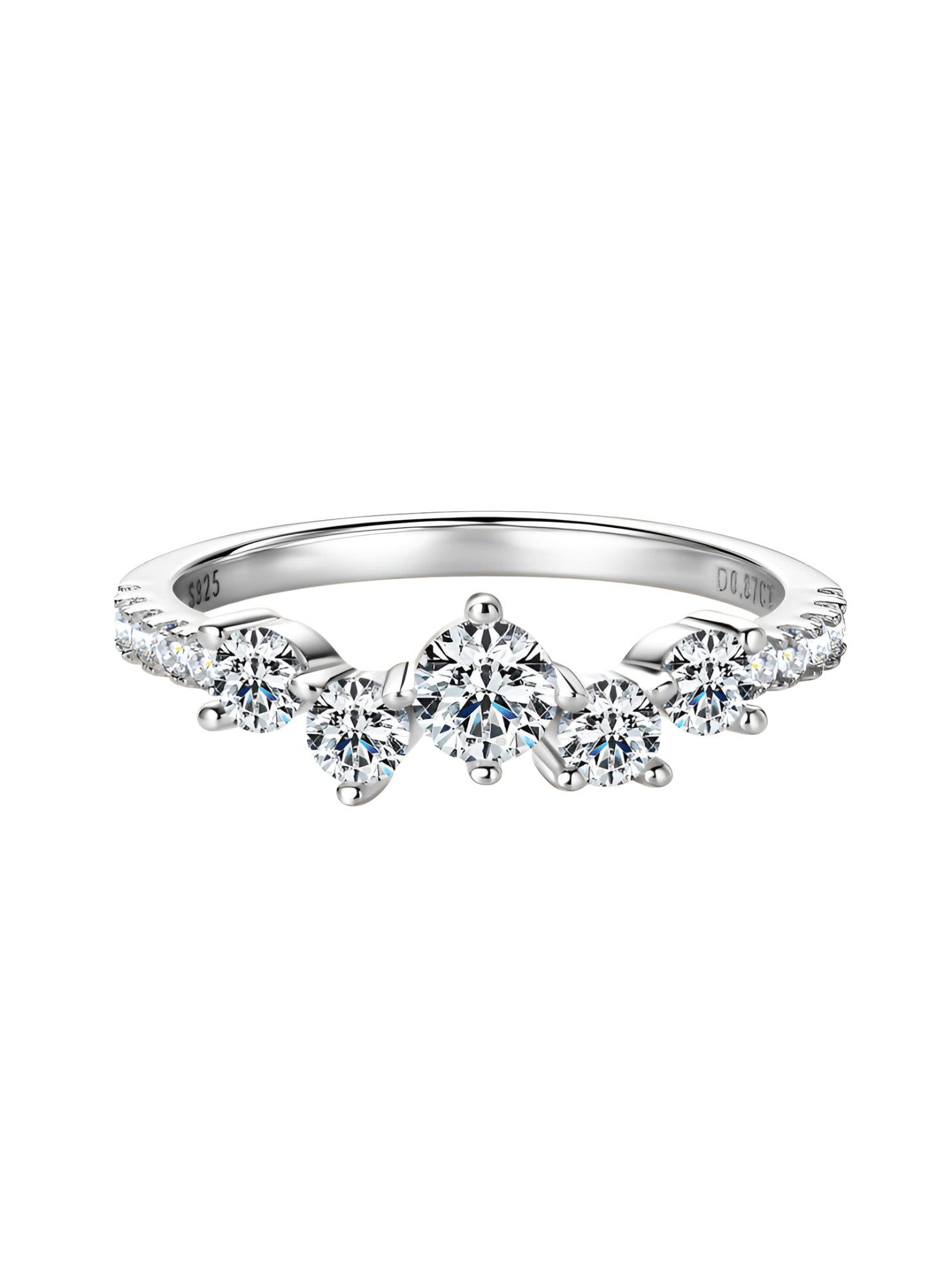 S&T Design Fingerring Schmuck Geschenk Silber 925 Silberring Ring Moissanit Diamant (Sterling Silber 925, Inklv. Geschenkox), Weißgold Trauring Eheringe Verlöbnis Jubiläum Geschenk für Frauen