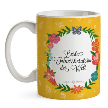 Mr. & Mrs. Panda Tasse Fitnessberaterin - Geschenk, Porzellantasse, Kaffeebecher, Büro Tasse, Keramik