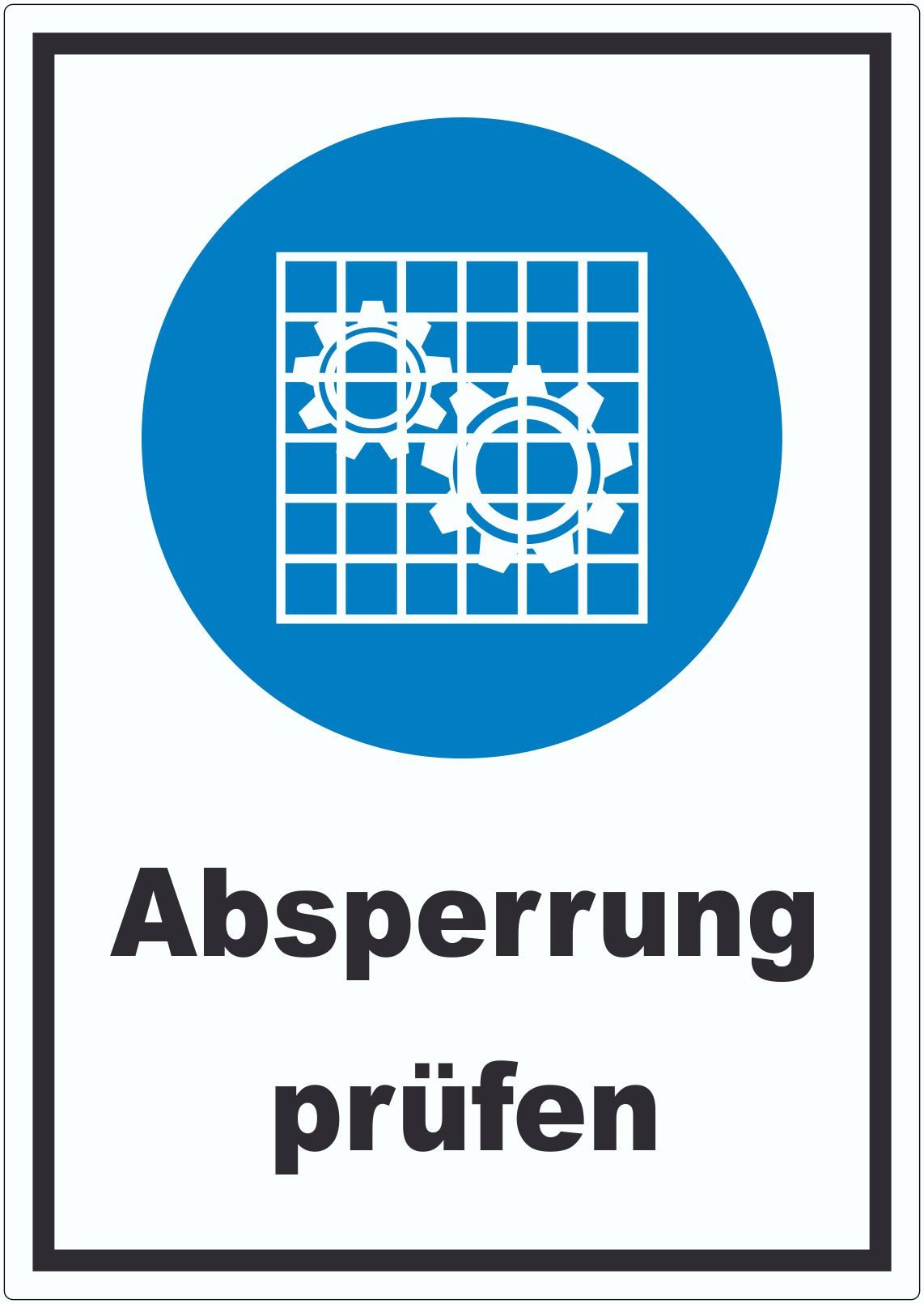 HB-Druck Aufkleber Absperrung prüfen Aufkleber, wetterfest, UV-beständig, kratzfest