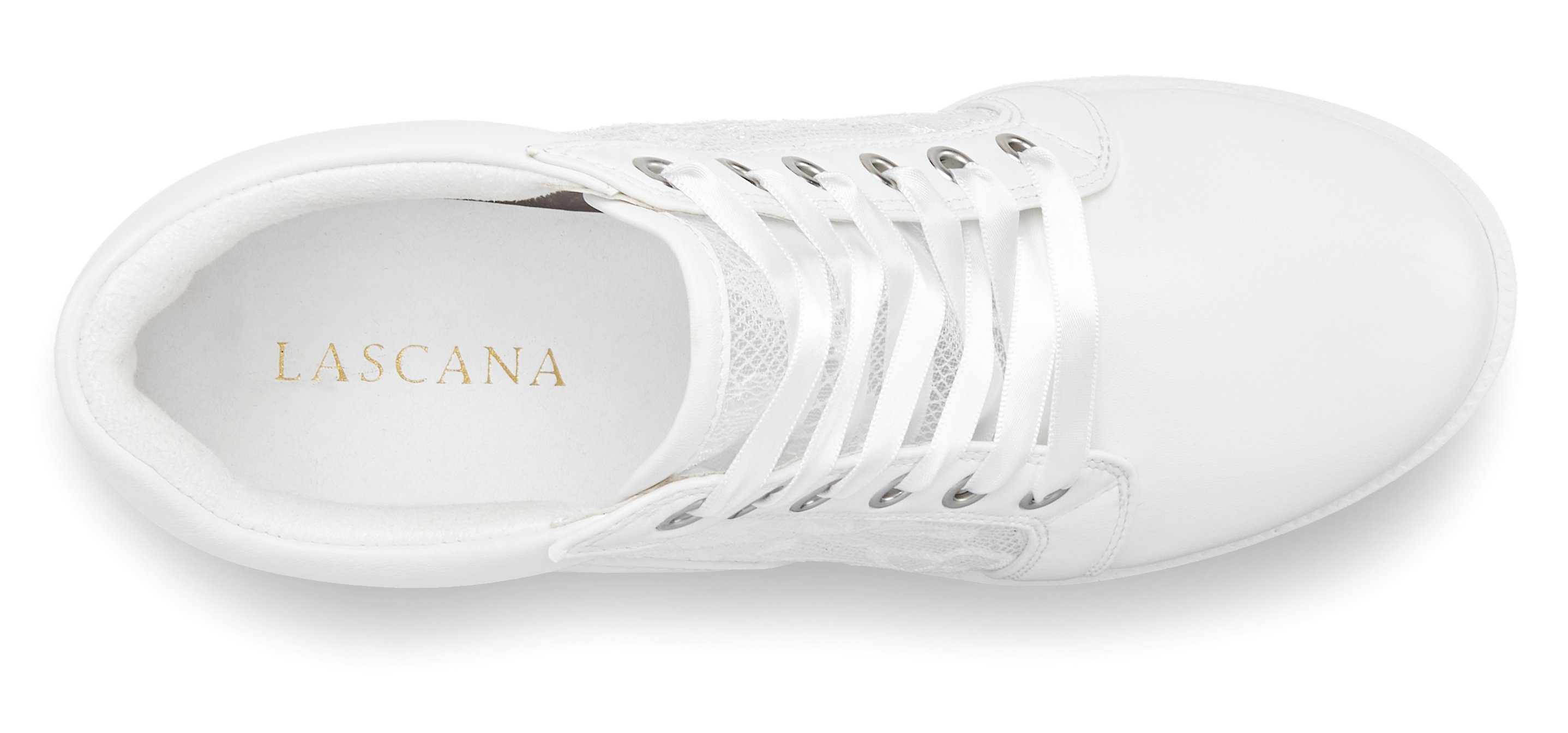 LASCANA Freizeitschuh, Halbschuh, Keilstiefelette, Stiefelette, Sneaker mit innenliegendem Keilabsatz und eleganten Spitzendetails