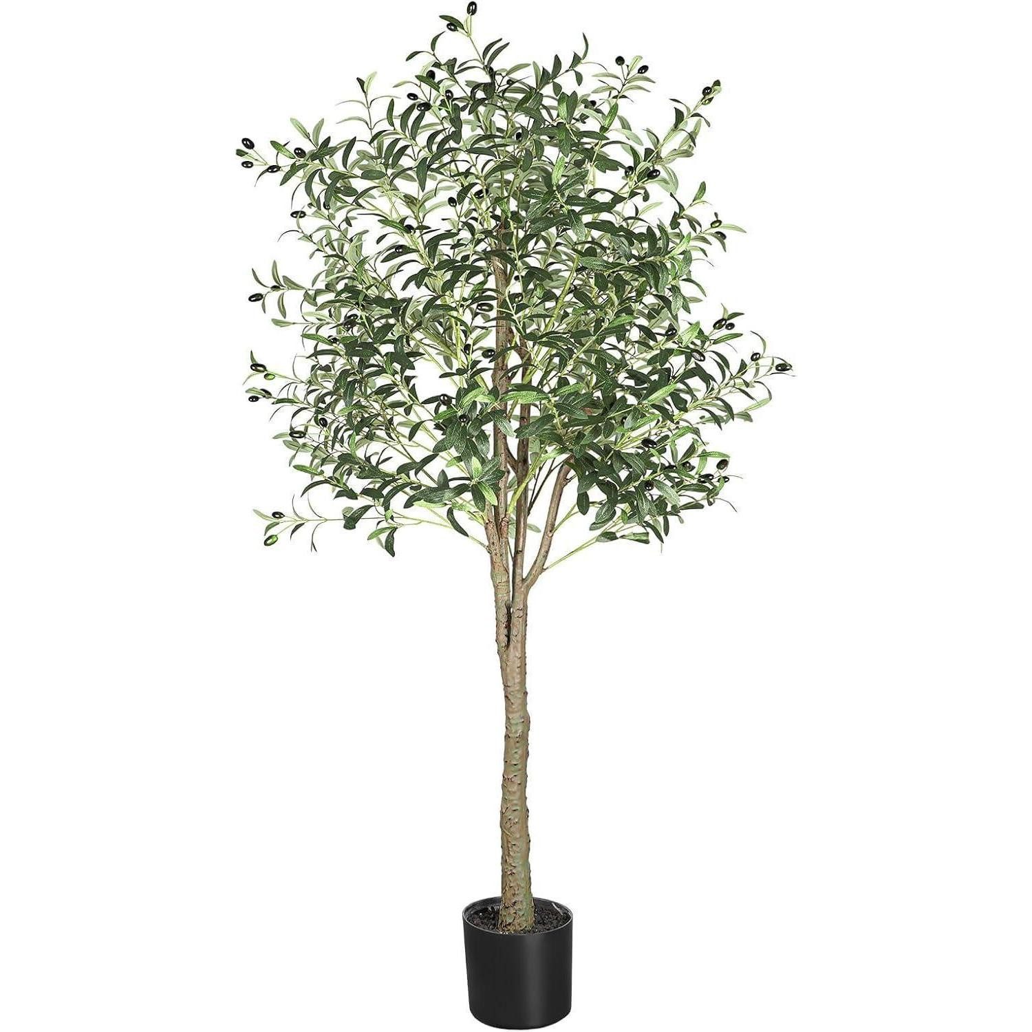 Kunstbaum Künstlicher Olivenbaum 180cm groß Kunstpflanze für Wohnzimmer, LuxusKollektion