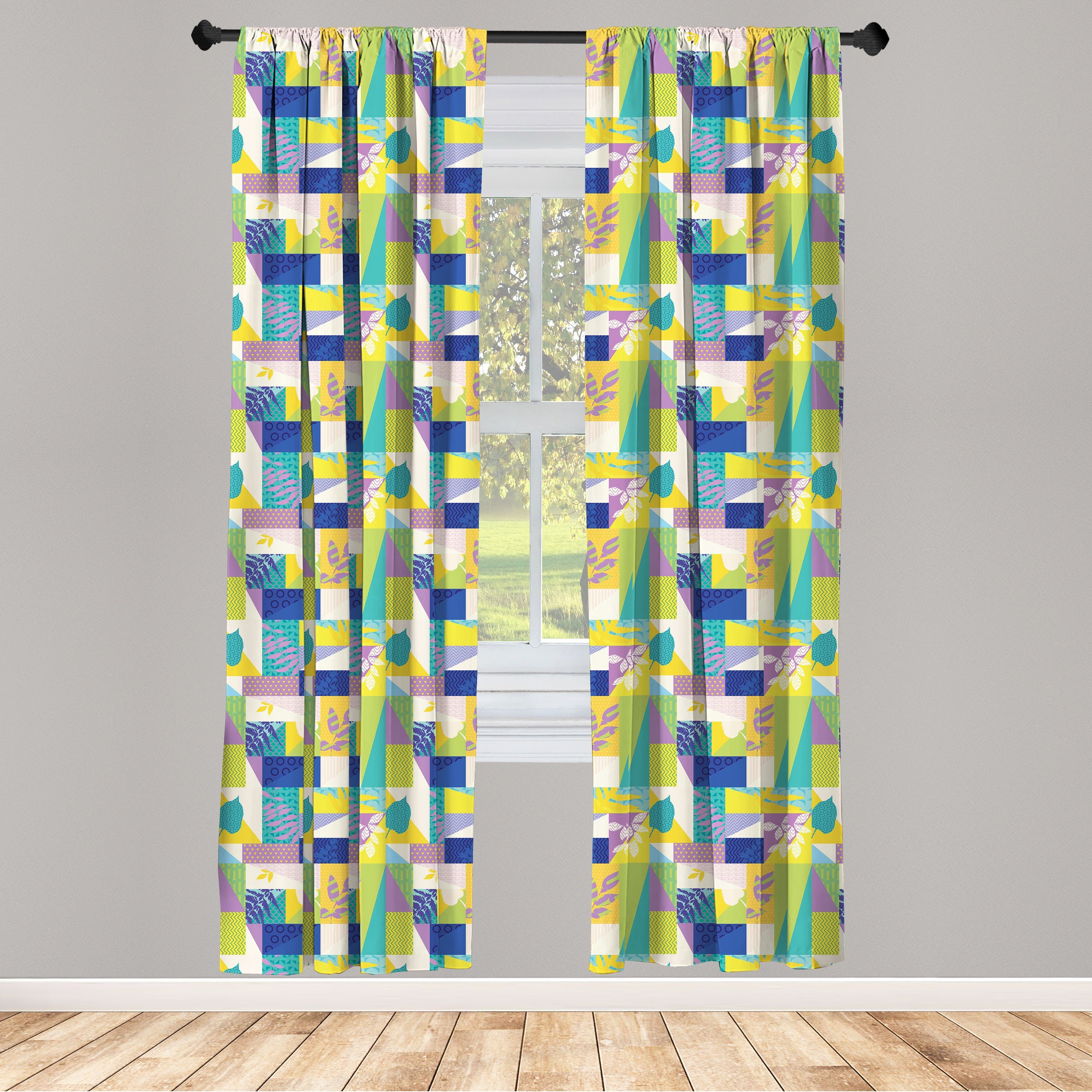 Gardine Vorhang für Microfaser, Wohnzimmer Dekor, Blätter Abakuhaus, Schlafzimmer Tropisch Abstrakt Palmate