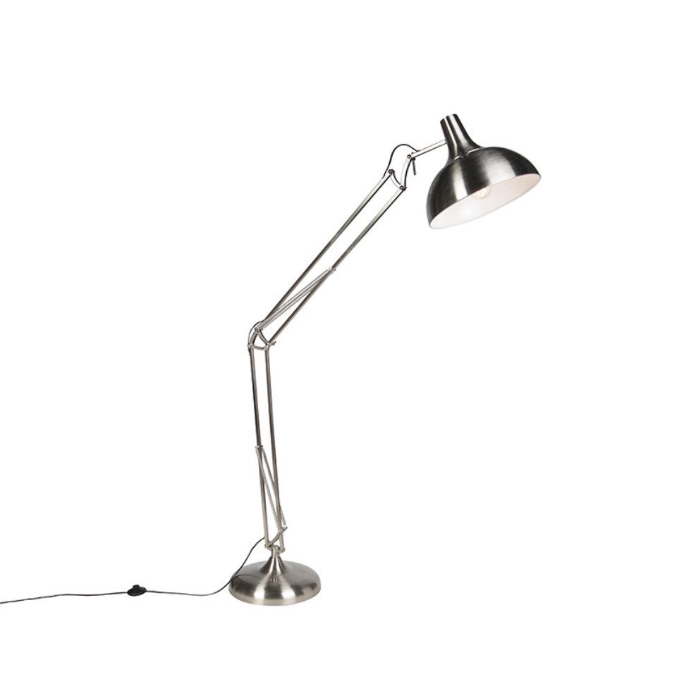 Qazqa Stehlampe Hobby fl, Smarte Leuchte, LED wechselbar, Extra-Warmweiß, QAZQA Stehlampe, e27, Stahl, Stahl, Modern