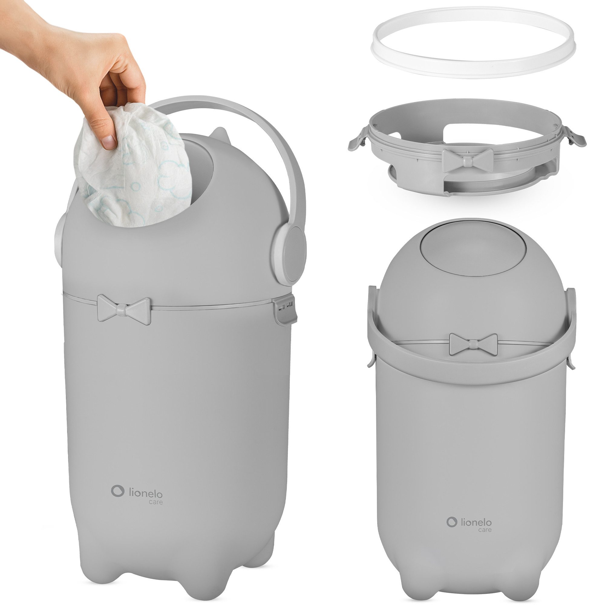 lionelo Windeleimer PUREBIN, Luftdicht/Universalbeutel/10l/Einhand/Falltür