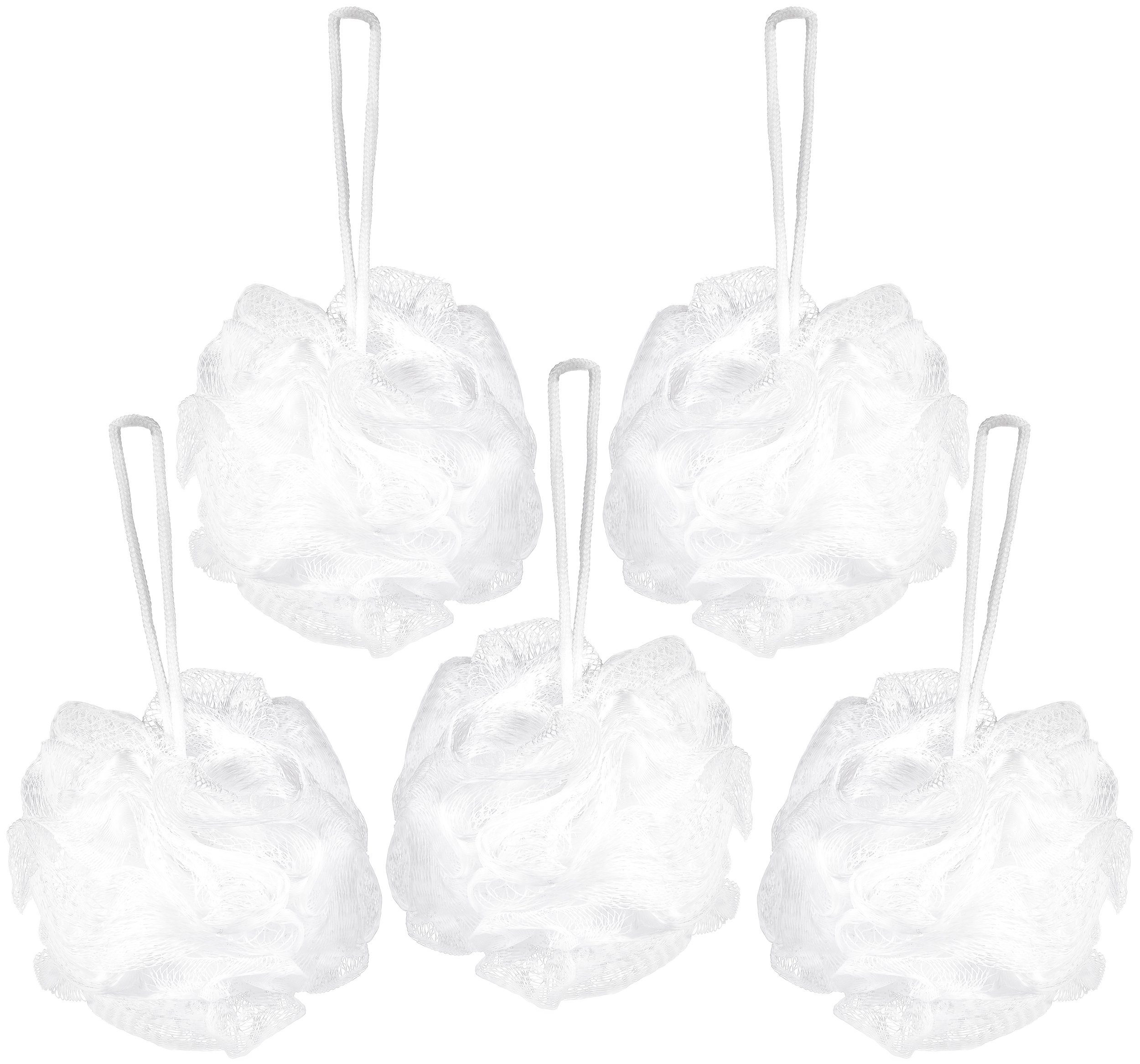 BRUBAKER Duschschwamm Badeschwamm-Set, 5-tlg., 5x Peeling- und Massage-Schwamm, Duschschwamm mit Aufhänger