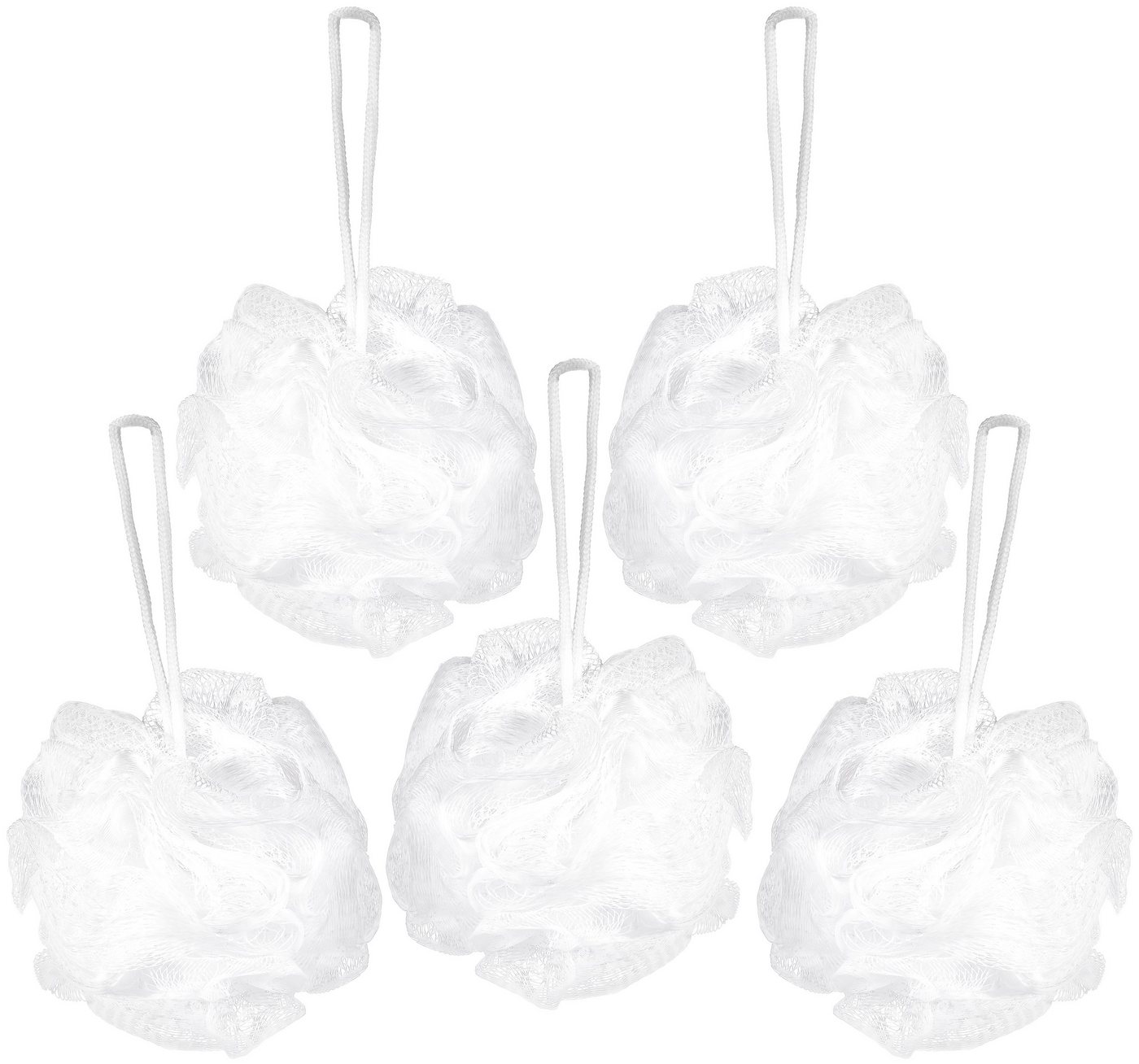 BRUBAKER Duschschwamm Badeschwamm-Set, 5-tlg., 5x Peeling- und Massage-Schwamm, Duschschwamm mit Aufhänger