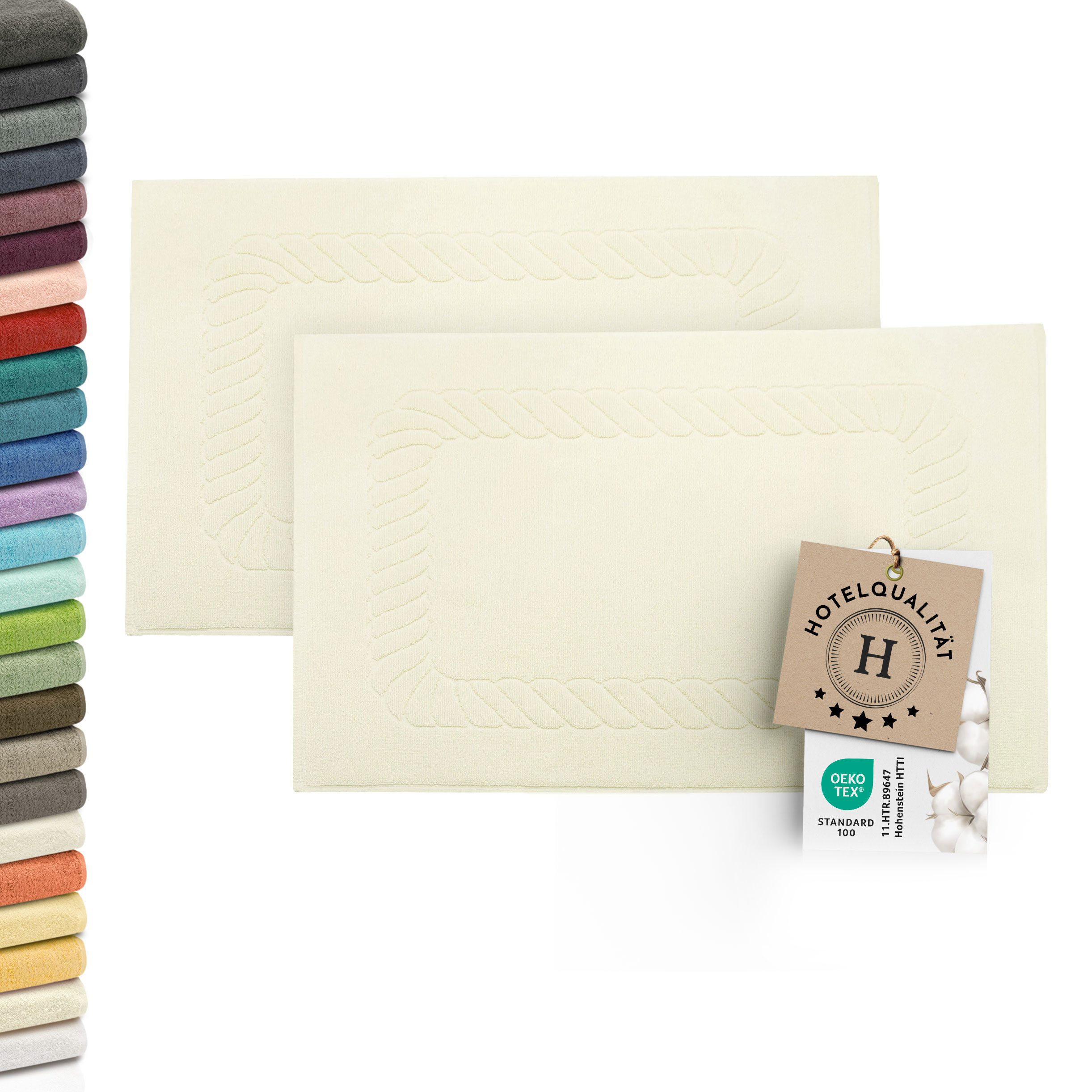 ZOLLNER Badematte, langlebig, saugfähig, kochfest, fußbodenheizunggeignet, 100% Baumwolle, rechteckig, Badematte, 100% Baumwolle, vom Hotelwäschespezialisten