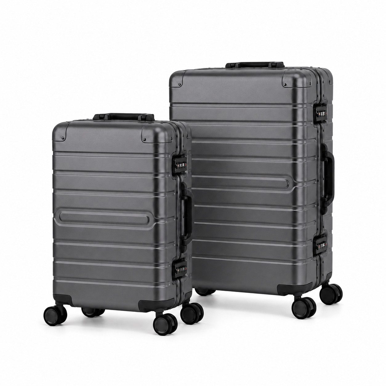 Travelhouse Kofferset 100% Aluminium OSLO - verschiedene Farben, 4 Rollen, (2 tlg., S+M), mit stabilem Aluminium Gehäuse und verstärkten Ecken