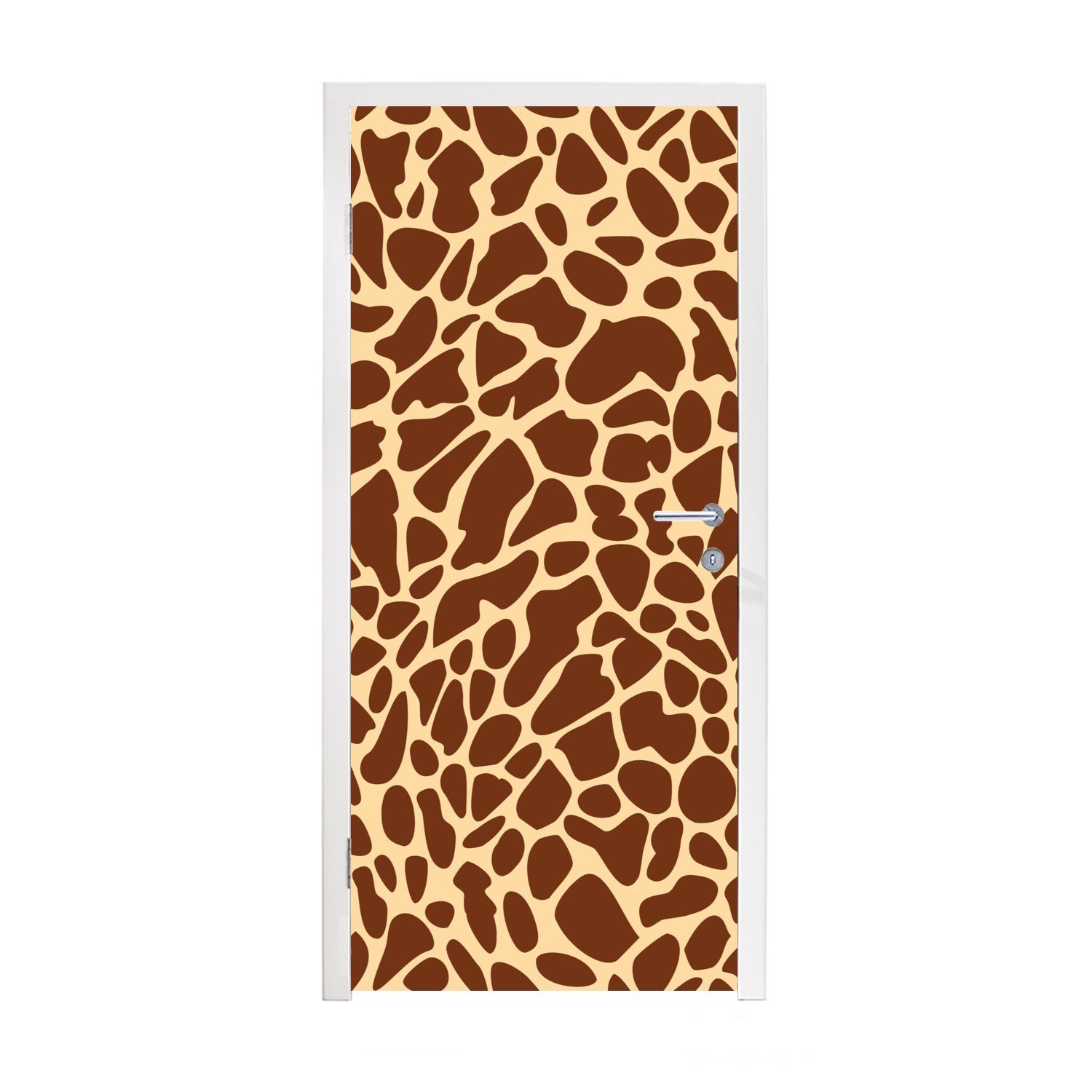 MuchoWow Türtapete Tiermotiv - Giraffe - Braun, Matt, bedruckt, (1 St), Fototapete für Tür, Türaufkleber, 75x205 cm
