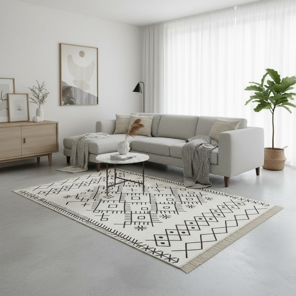 Jimri Teppich Kelim Teppich Wohnzimmer Schlafzimmer Küche, Badezimmer Läufer Flur, Rechteckig, Wendeteppich – Bild 4 von 5