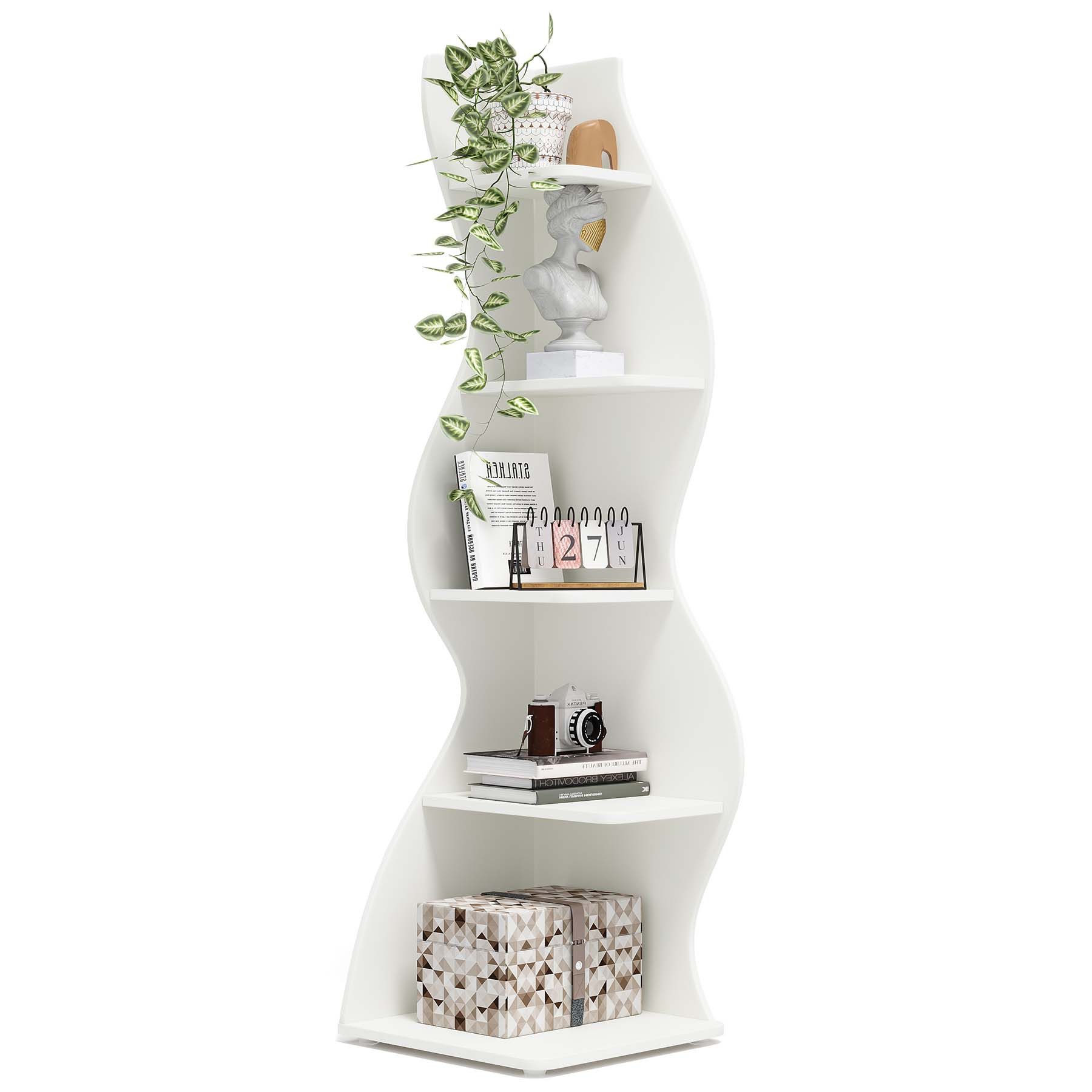 Eckregal 5-stöckiges Wand-Eck-Bücherregal, Ecke Bücherregal Aufbewahrungsregal