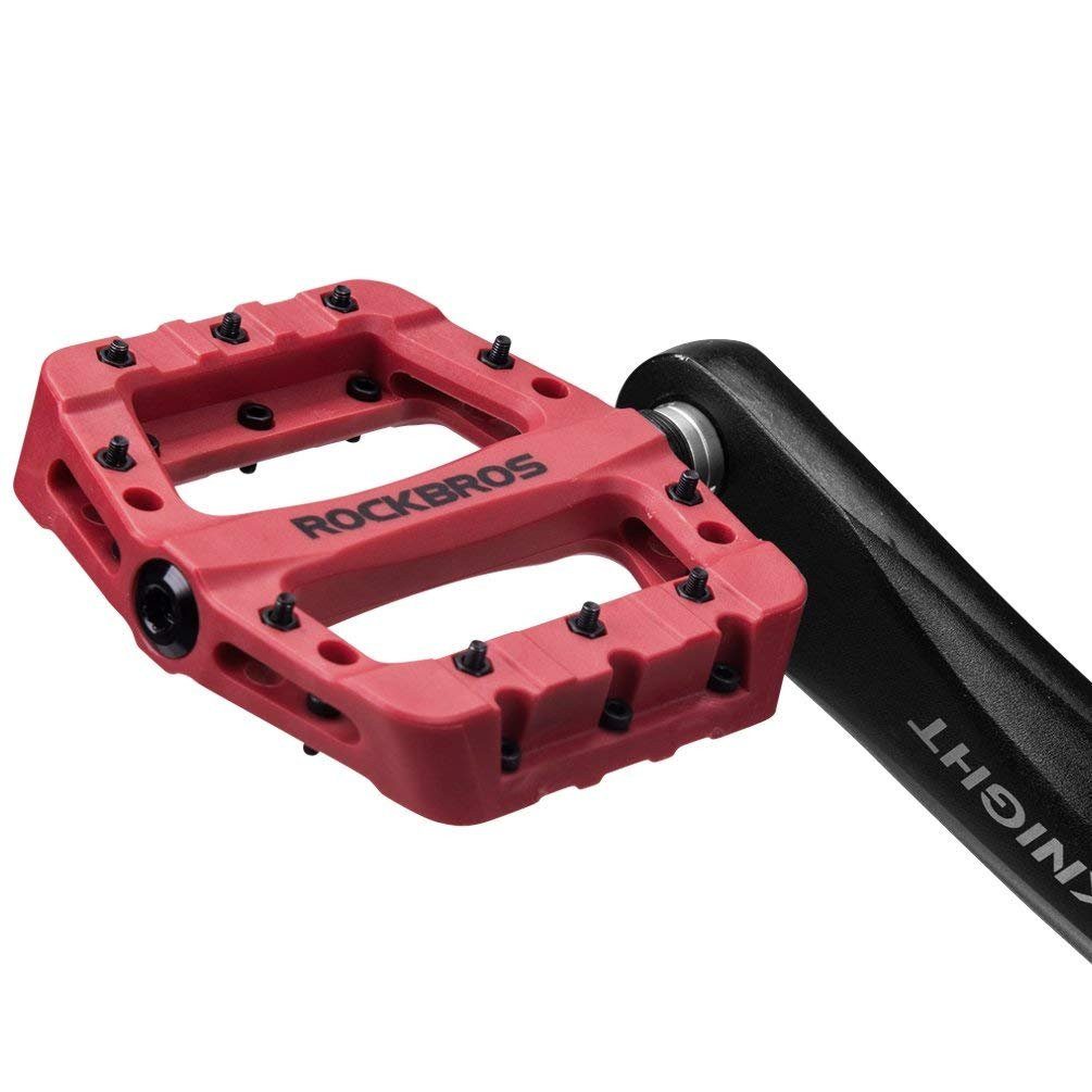 ROCKBROS Fahrradpedale MTB Flat Pedale (mit Edelstahl-Pins, Kugellager & Graphit-DU, 9/16 Zoll Pedale für Mountainbike, Trekking, Citybike)