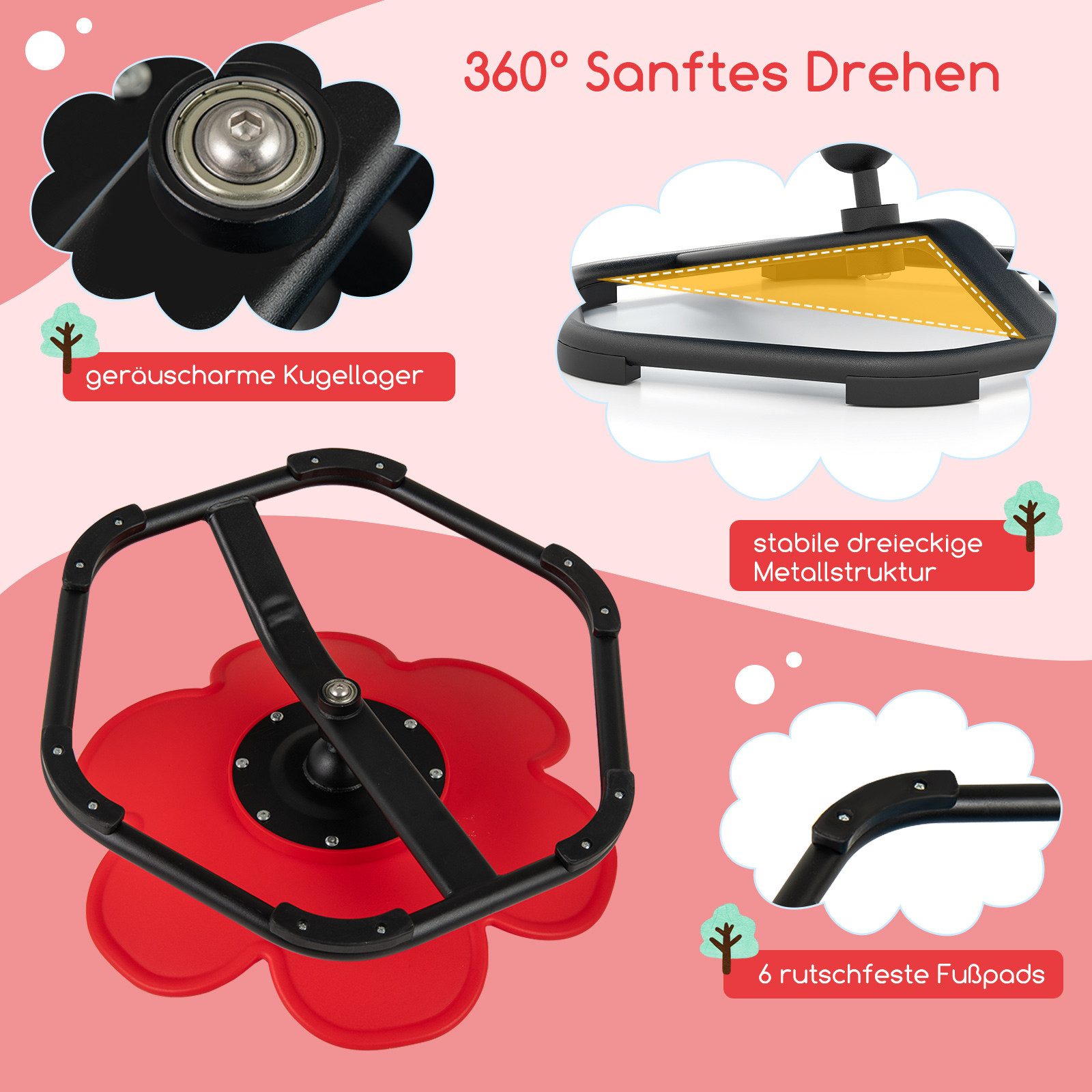 COSTWAY Drehstuhl, Kinderstuhl mit Rutschfester Metallbasis, günstig online kaufen