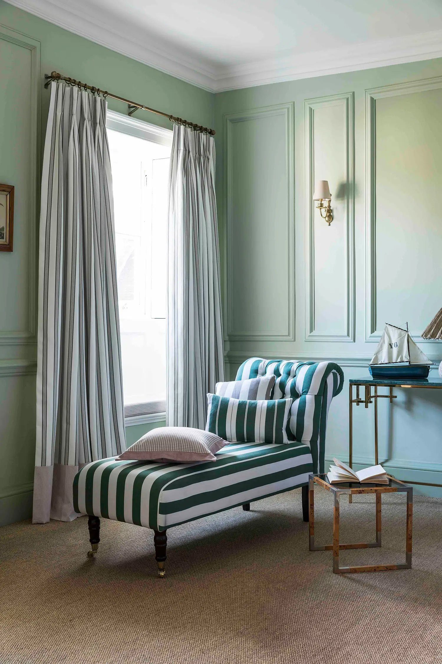 Stofferia Stoff Polsterstoff Baumwolle Streifen Edison Weiß, Meterware