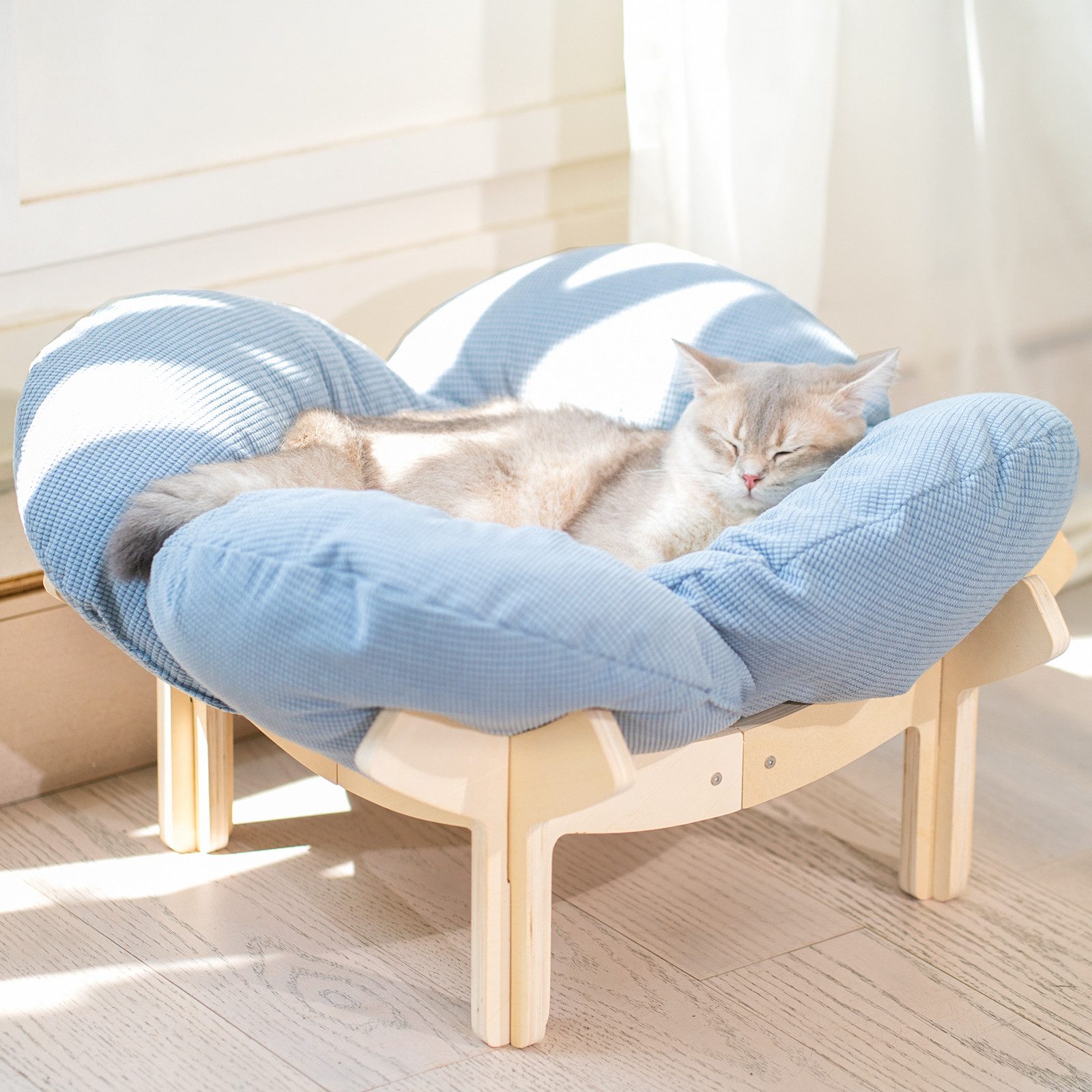 CheerPals Tierbett Erhöhtes Blumenform, 55cm großes Katzensofa, weiches Kissen, Polyesterfaser
