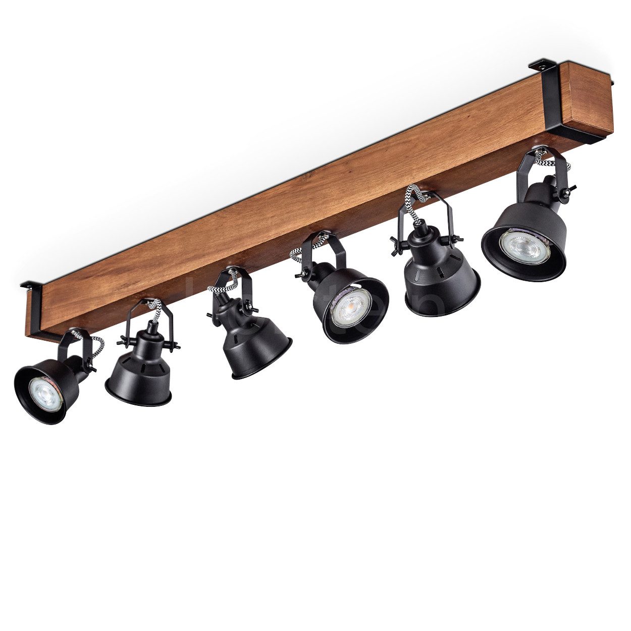 hofstein Deckenleuchte moderne Deckenlampe aus Metall/Holz in Schwarz/Dunke günstig online kaufen