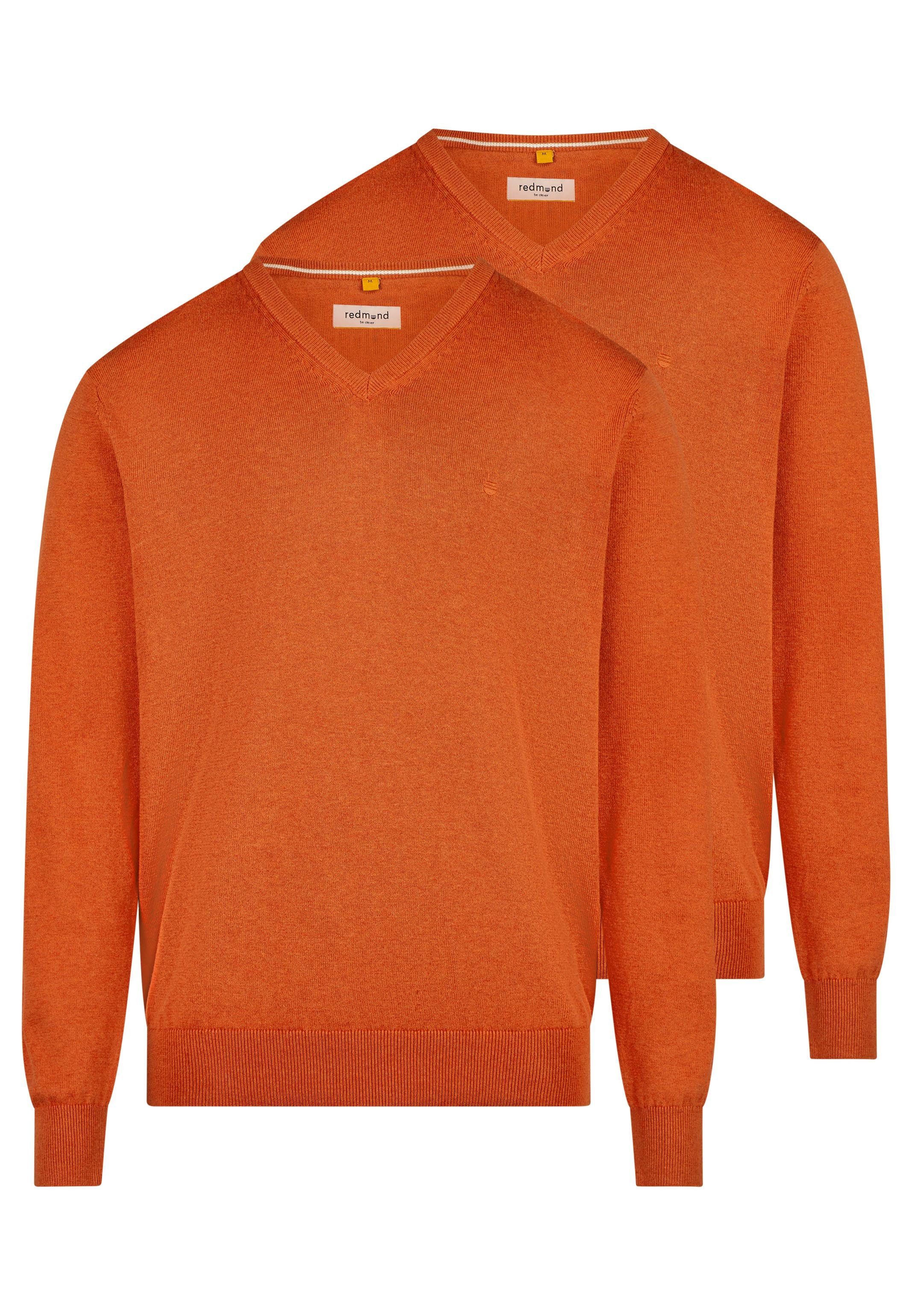 Redmond V-Ausschnitt-Pullover 2er Pack Basic (Spar-Set, 2-tlg) Pullover - Baumwolle - Atmungsaktiv - Weicher Feinstrick