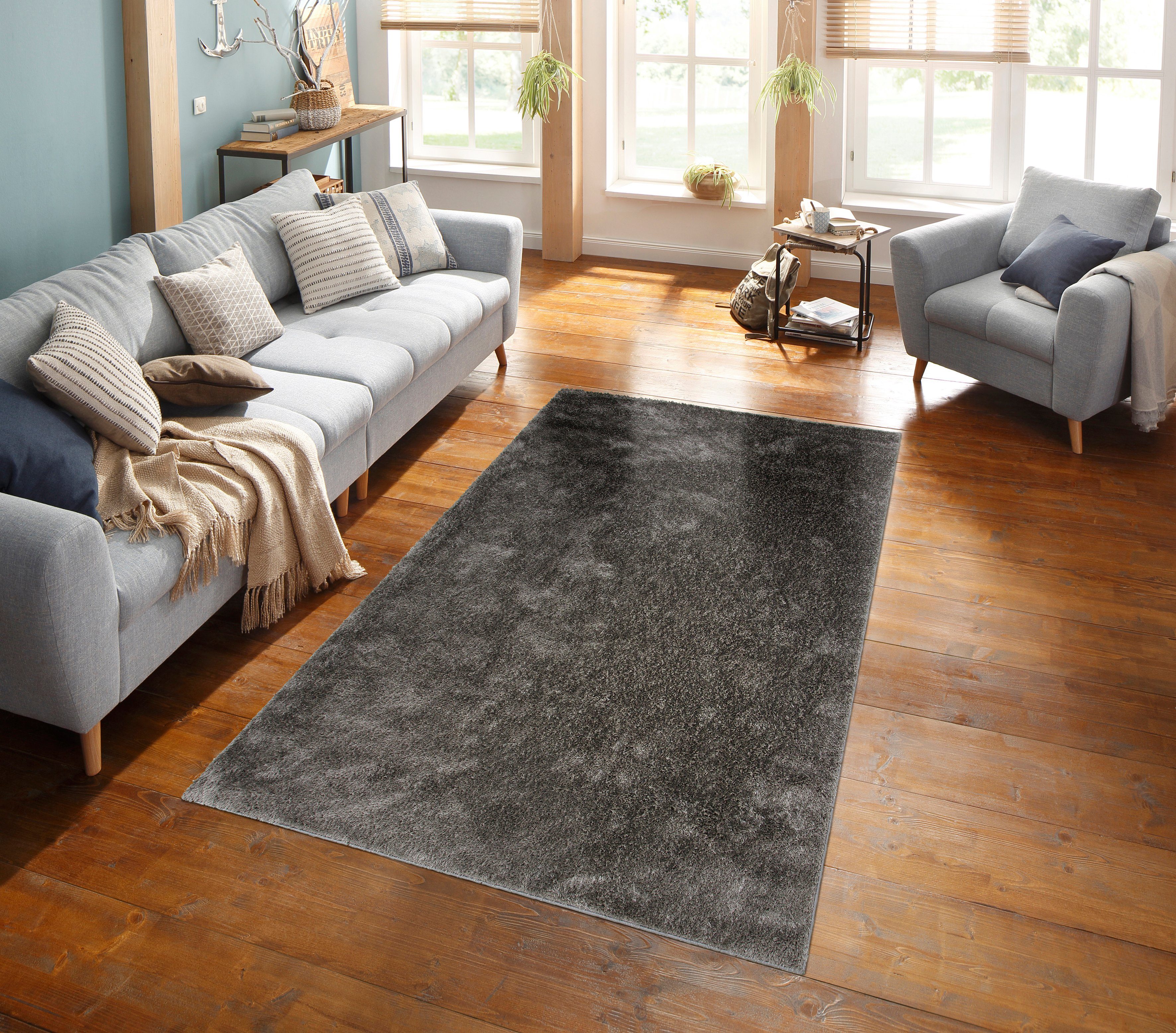 my home Hochflor-Teppich "Mikro Soft Ideal" rechteckig 30 mm Höhe Microfase günstig online kaufen