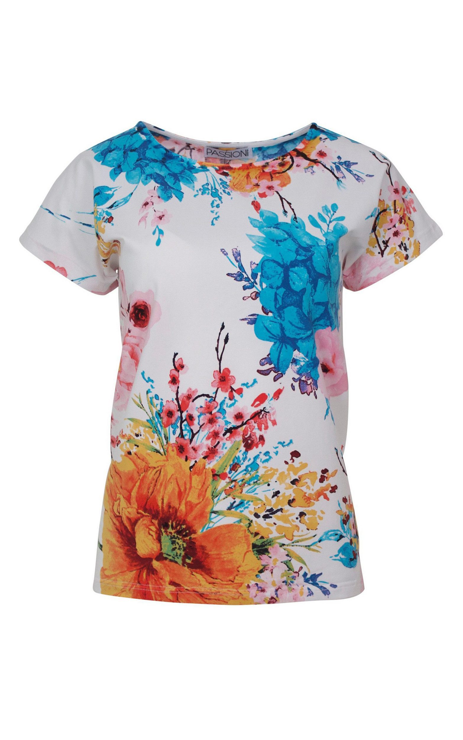 Passioni T-Shirt in Weiß, mit buntem günstig online kaufen