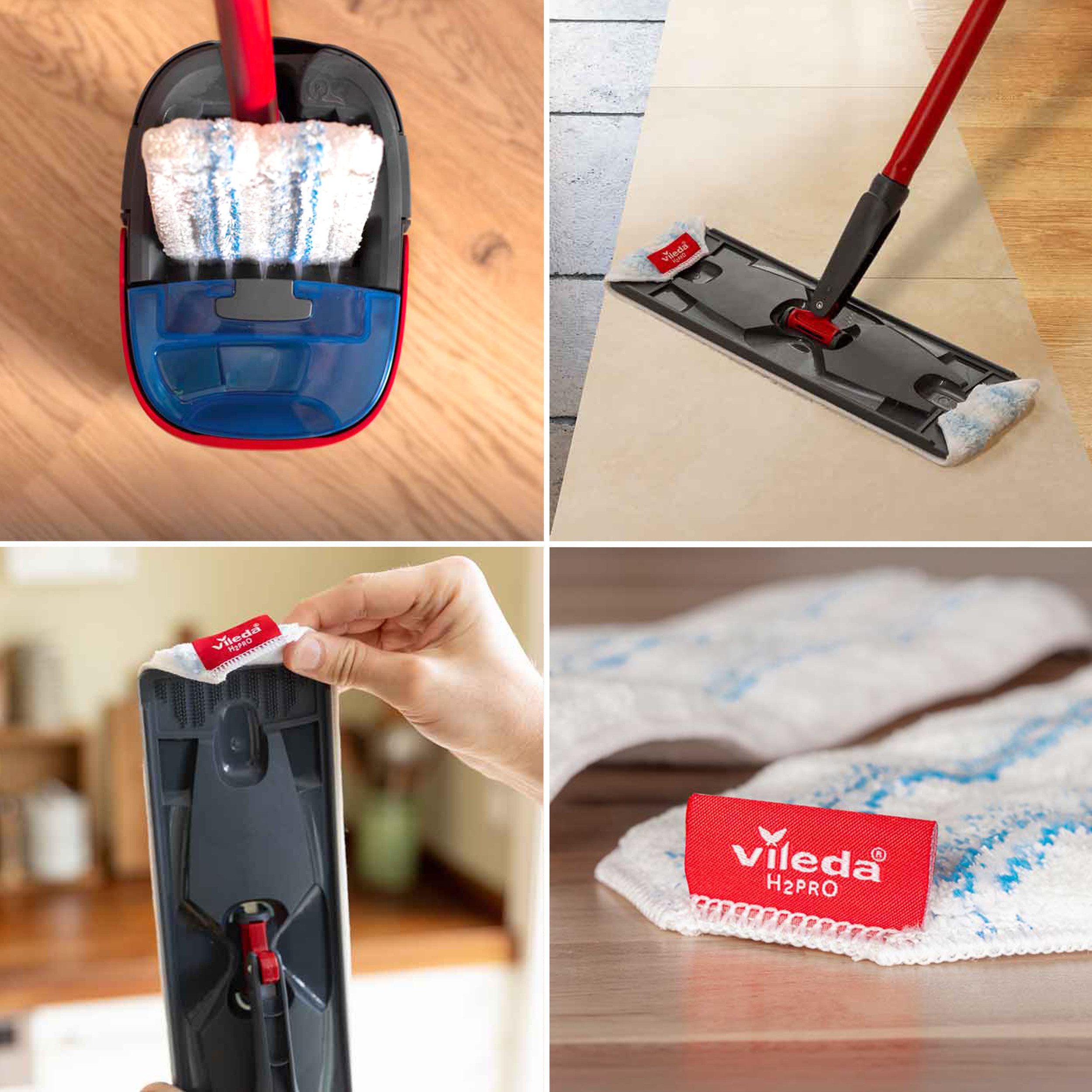 Vileda Vileda H2Pro Flatmop Ersatzbezug Wischbezug (Mikrofaser, 11x23 cm, 1-tlg., Ersatzbezug für das Vileda H2PRO Flat Mop System)