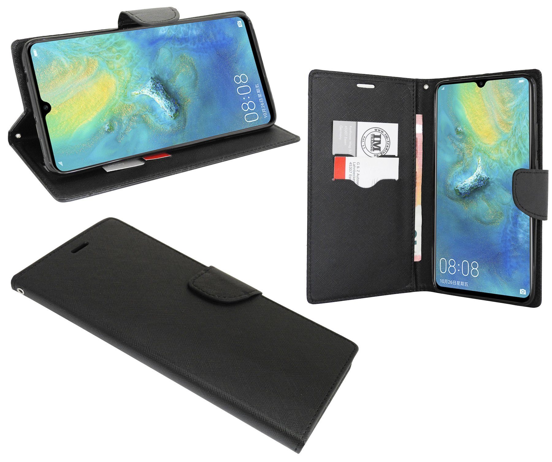 cofi1453 Handyhülle Hülle Tasche für Huawei Mate 20X, Kunstleder Schutzhülle Handy Wallet Case Cover mit Kartenfächern, Stan