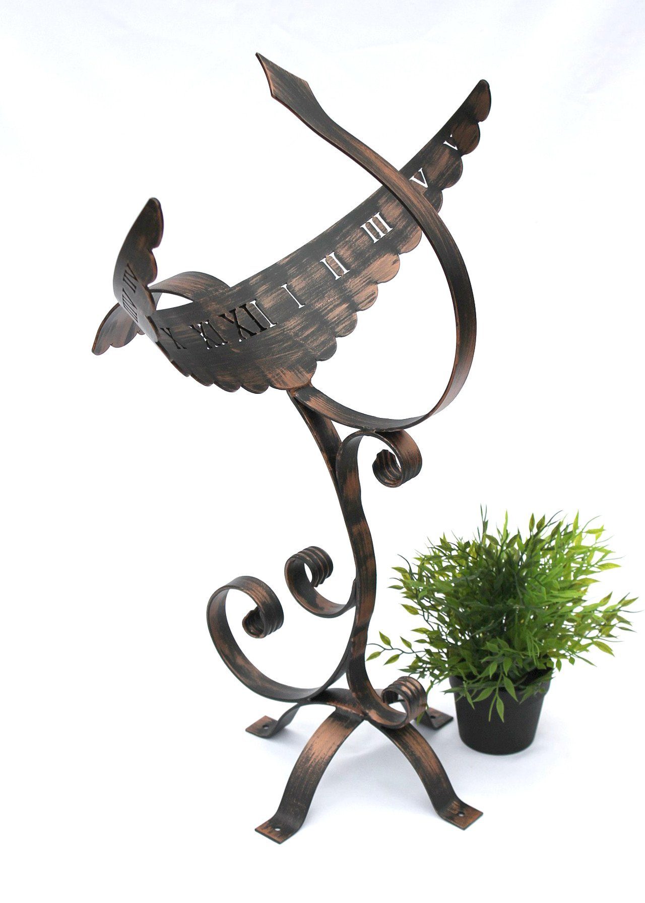 DanDiBo Gartenfigur Sonnenuhr Garten Antik Phönix aus Schmiedeeisen Wetterfest 65 cm Gartenuhr Metall