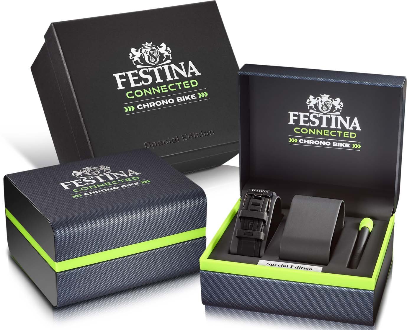 Festina Chronograph Chrono Bike Connected - Special Edition F20646/1, (Set, 3-tlg., Uhr mit Wechselband und Werkzeug), Armbanduhr, Quarzuhr, Herrenuhr, Stoppfunktion, Saphirglas
