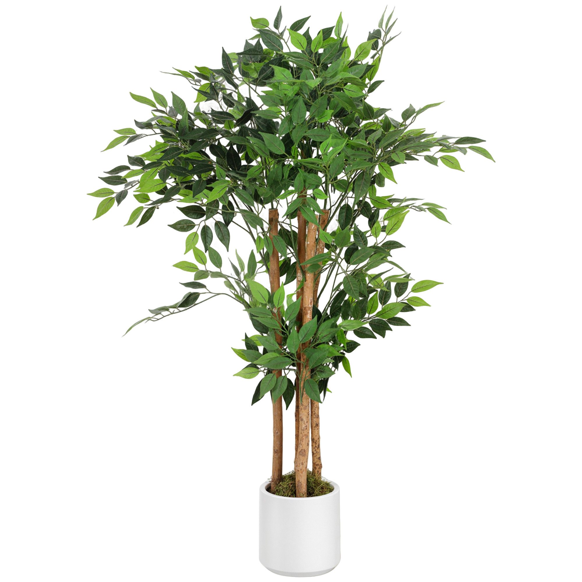Kunstpflanze Künstliche Pflanze wie echt, Deko mit Massivholzstamm, Topf Banyanbaum, HOMCOM, Höhe 120 cm, für Wohnzimmer, Schlafzimmer, Büro, Garten, Grün