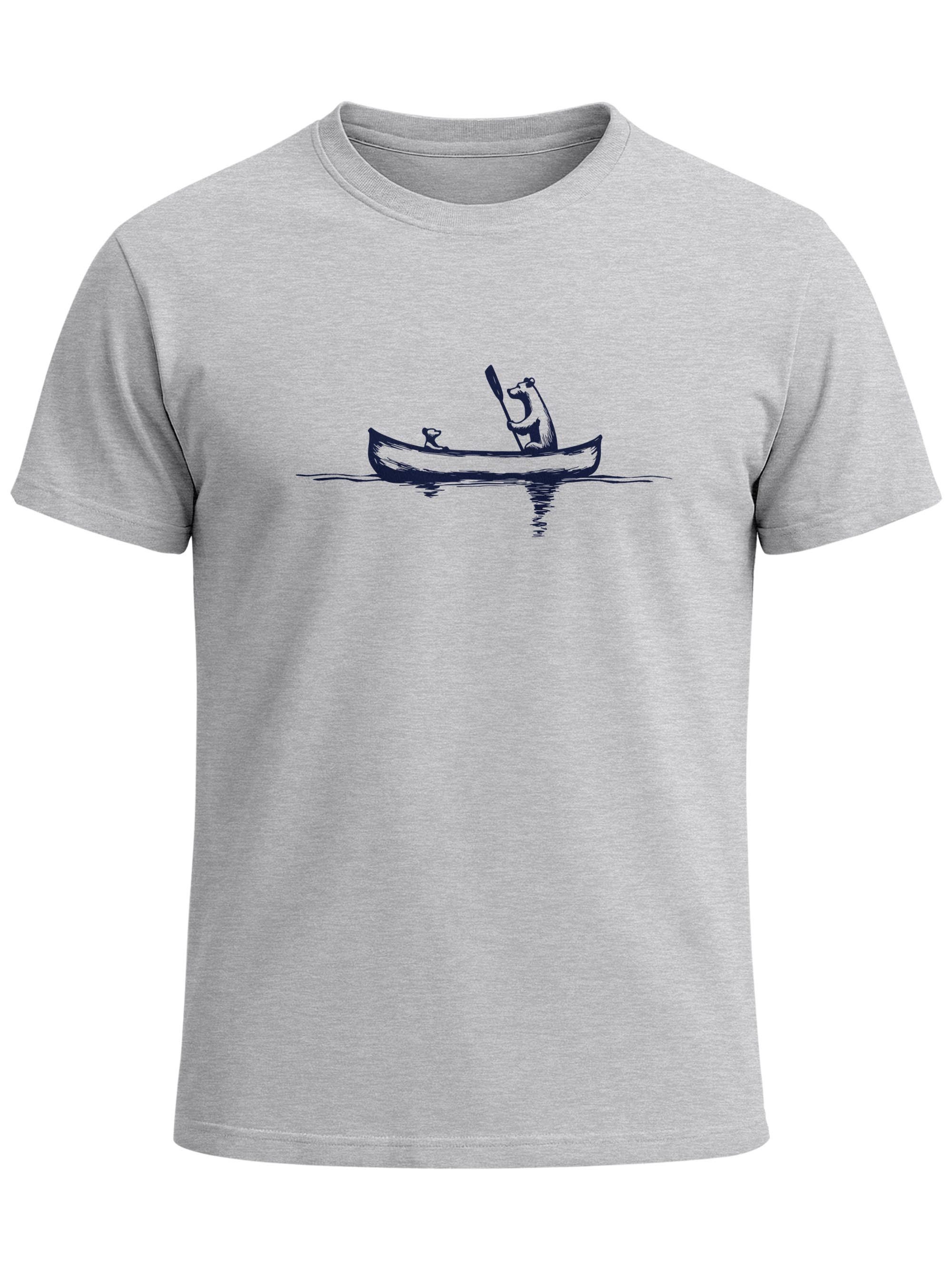 Print-Shirt Herren T-Shirt Bär Familie Kanu Outdoor Fashion Streetstyle Neverless®